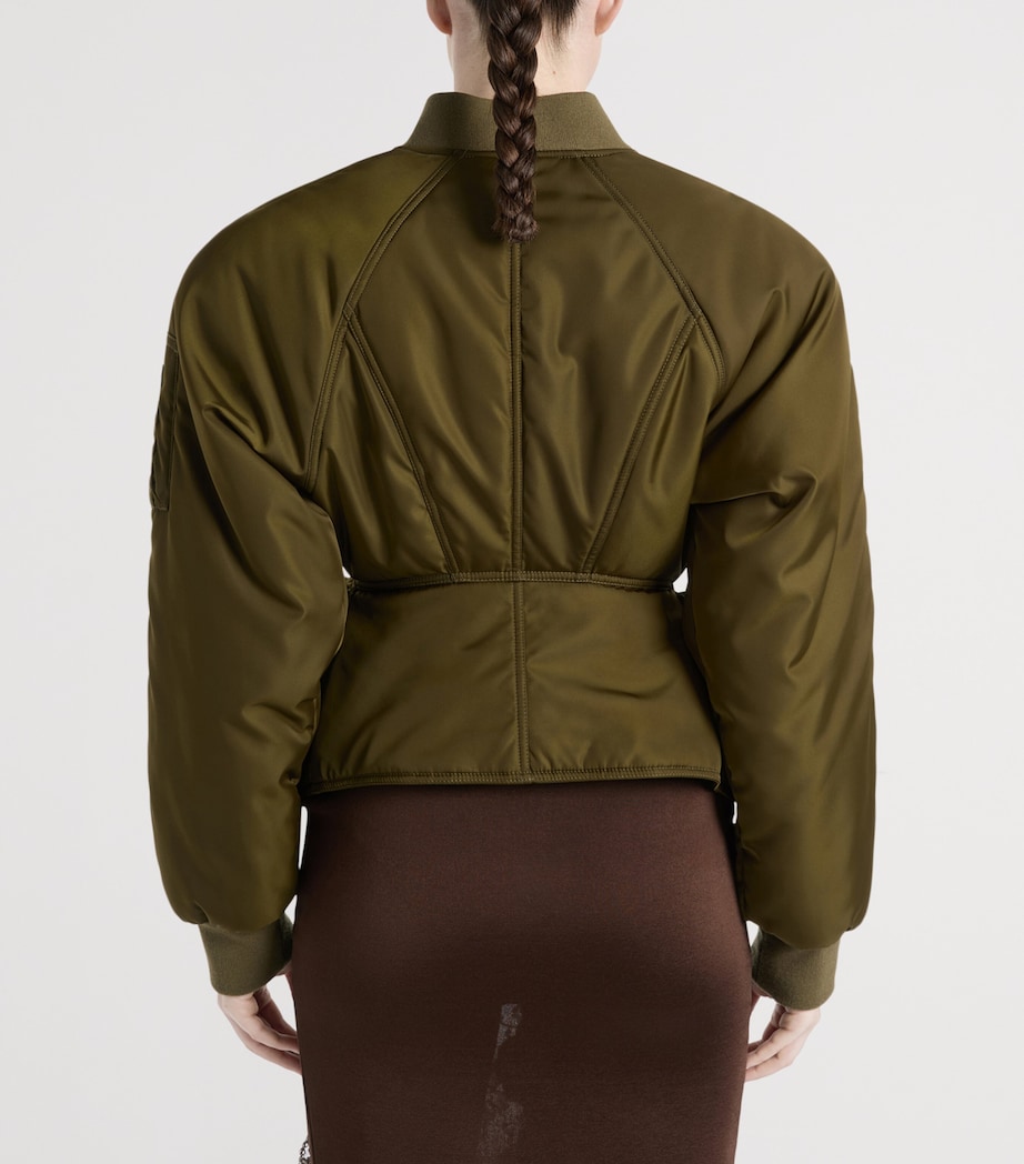Balmain Womens Signature Bomber Jacket Khaki Olive Image 5