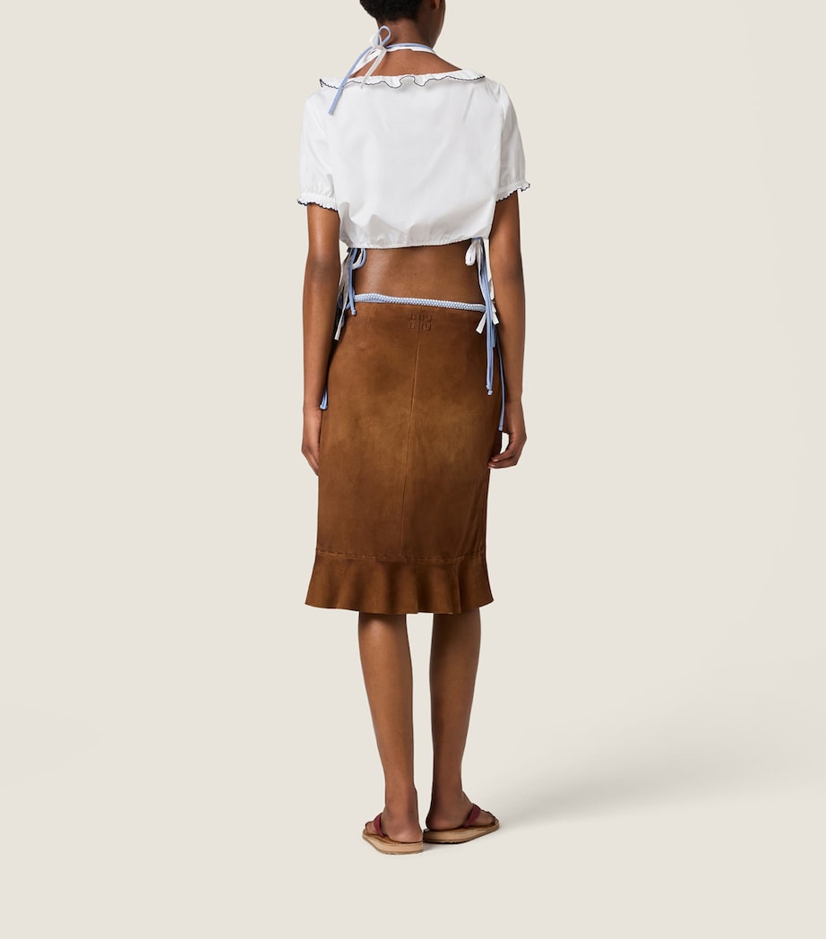 Miu Miu Womens Cotton Embroidered Crop Top White Image 3