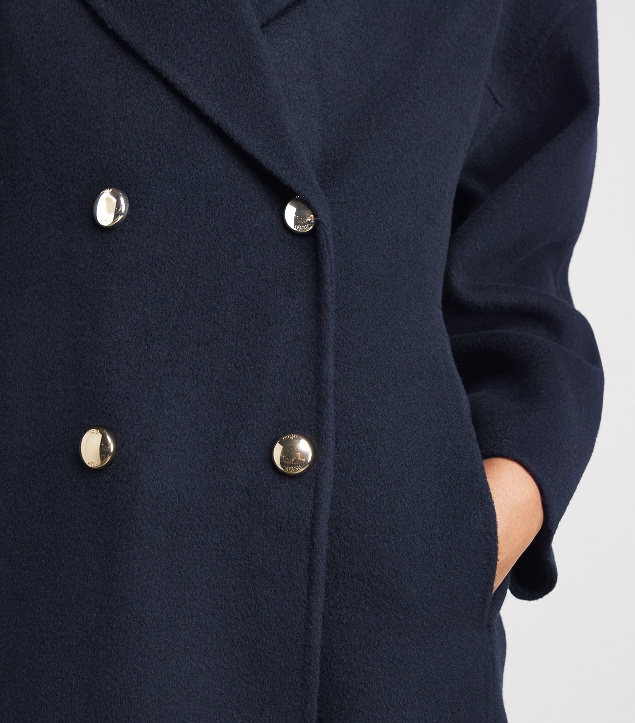 Maje Womens Wool Longline Pea Coat Black Image 3