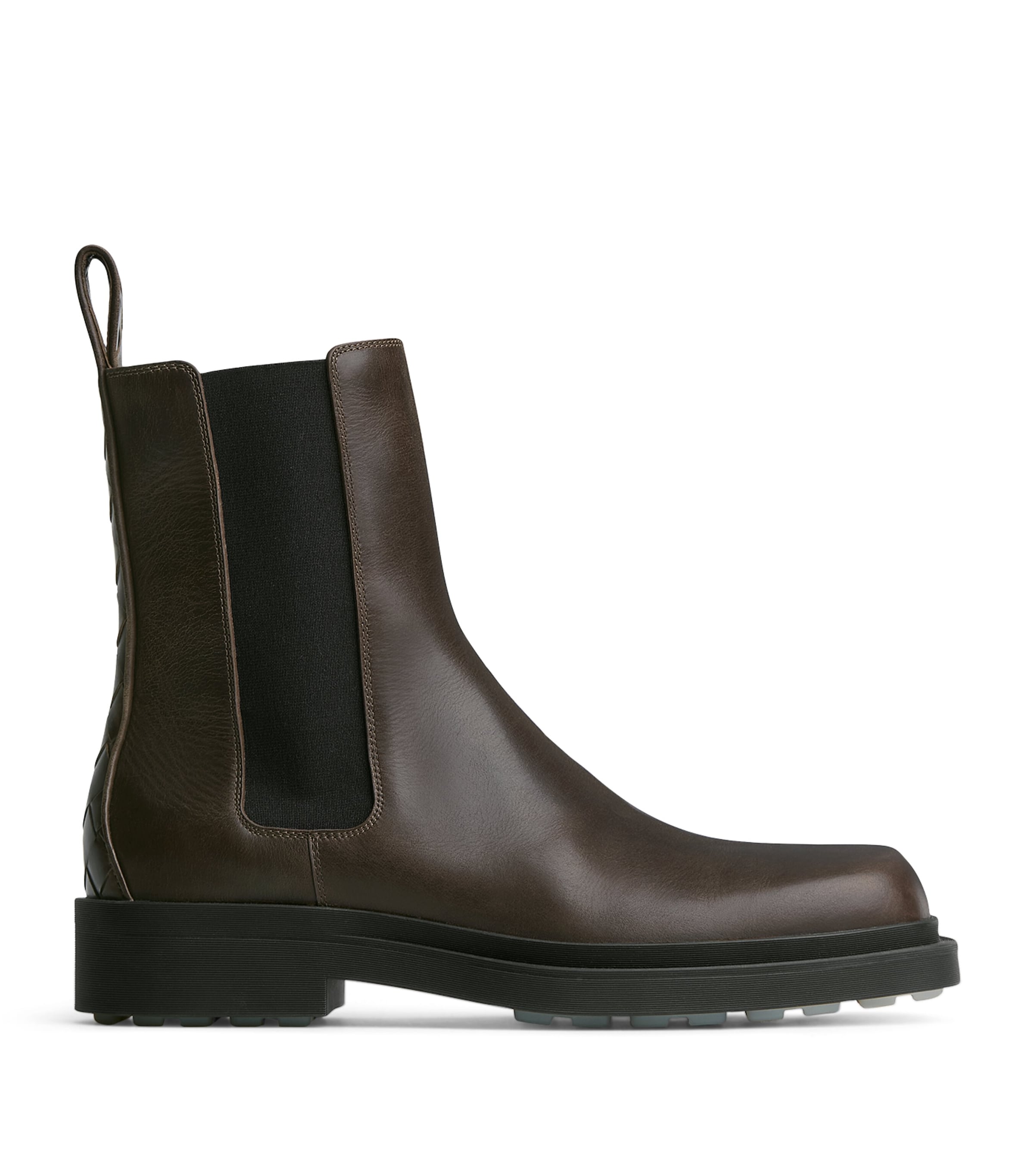 Bottega Veneta Brown Leather Intrecciato-Detail Ben Chelsea Boots