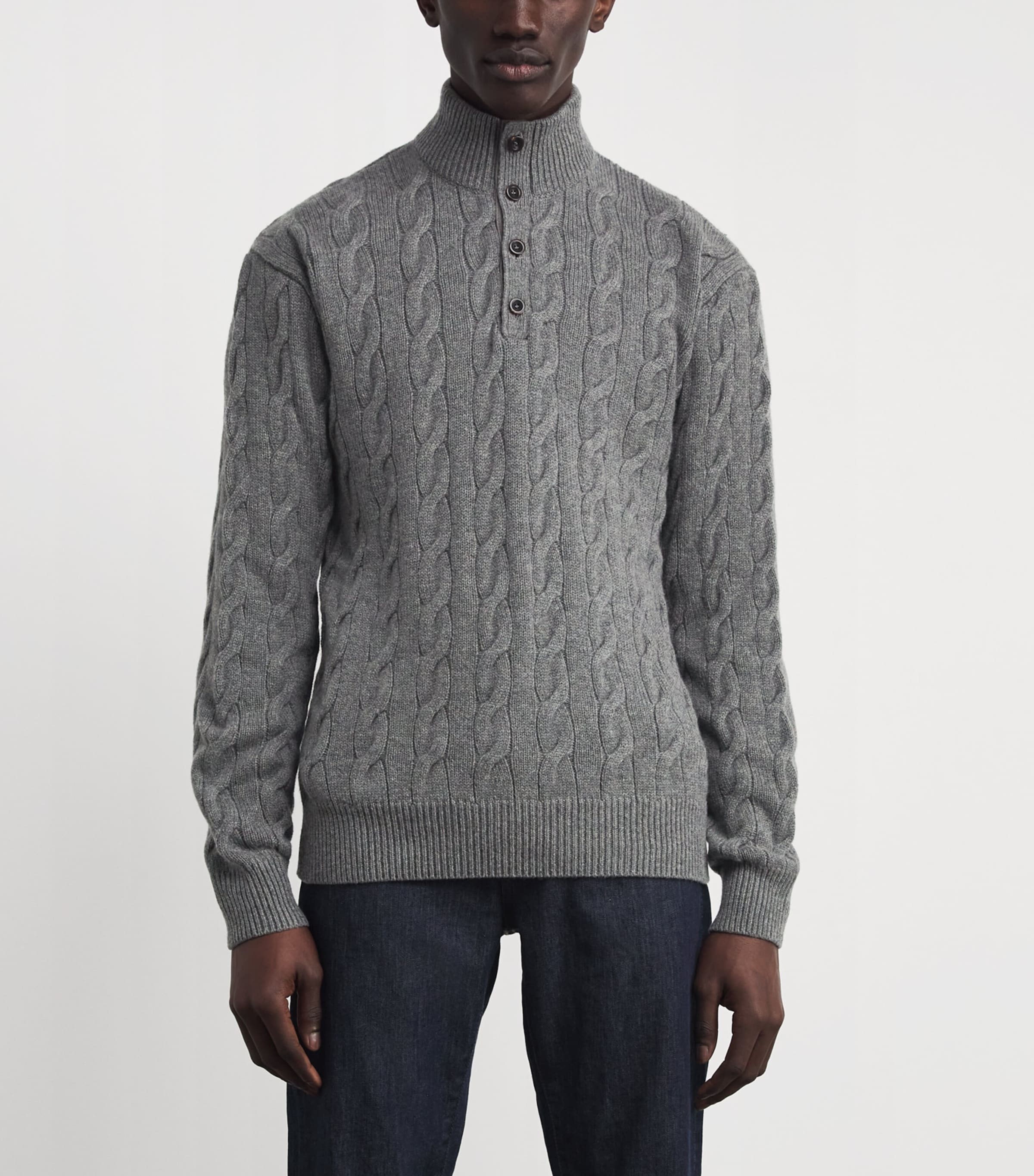 Cashmere Cable-Knit Sweater GREY HTR Image 3