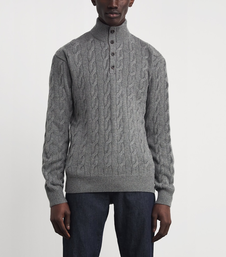 Cashmere Cable-Knit Sweater GREY HTR Image 3