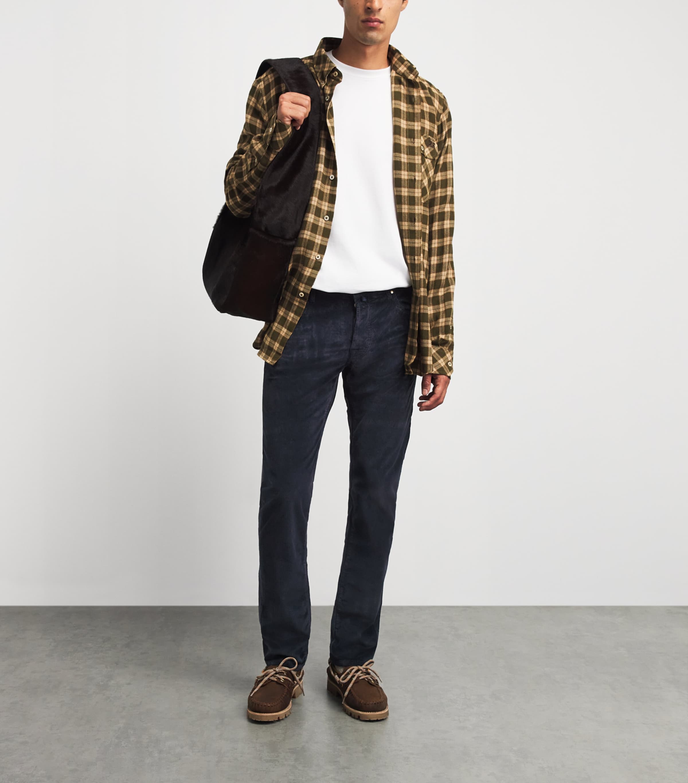 Jacob Cohën Mens Corduroy Bard Slim-Fit Chinos Navy Image 2
