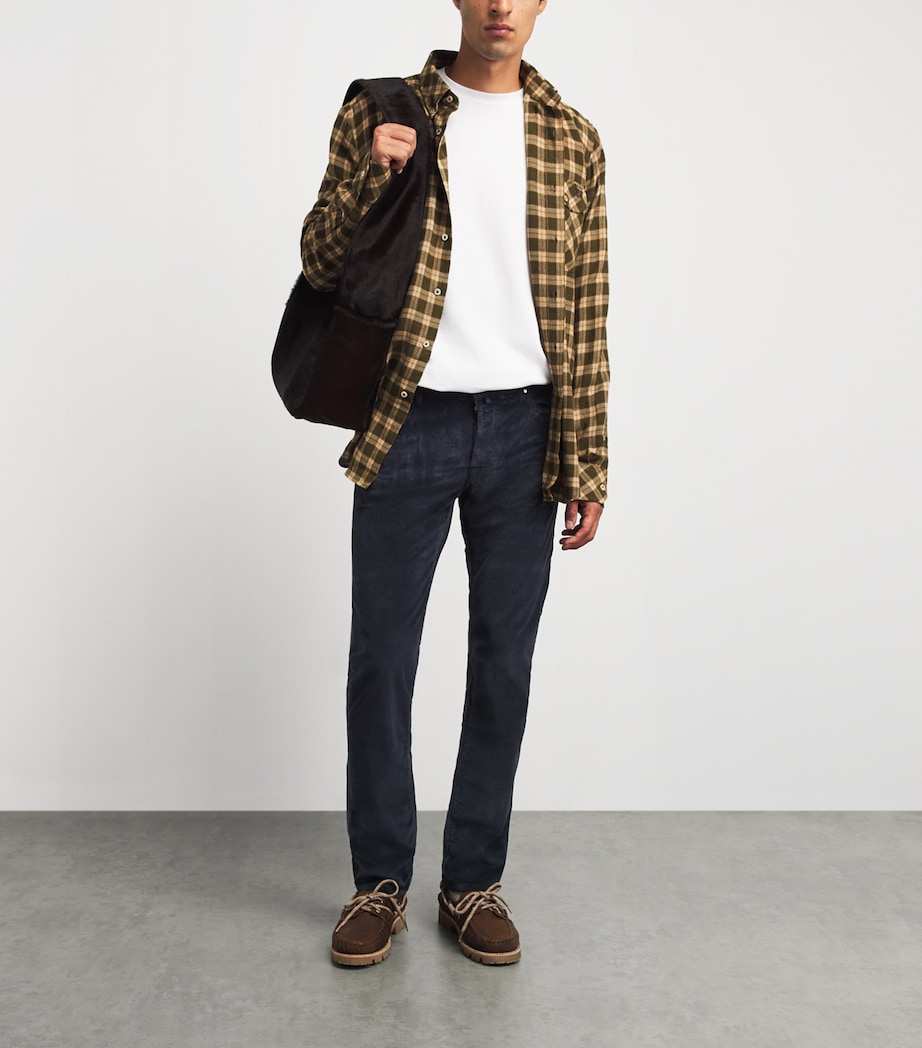 Jacob Cohën Mens Corduroy Bard Slim-Fit Chinos Navy Image 2
