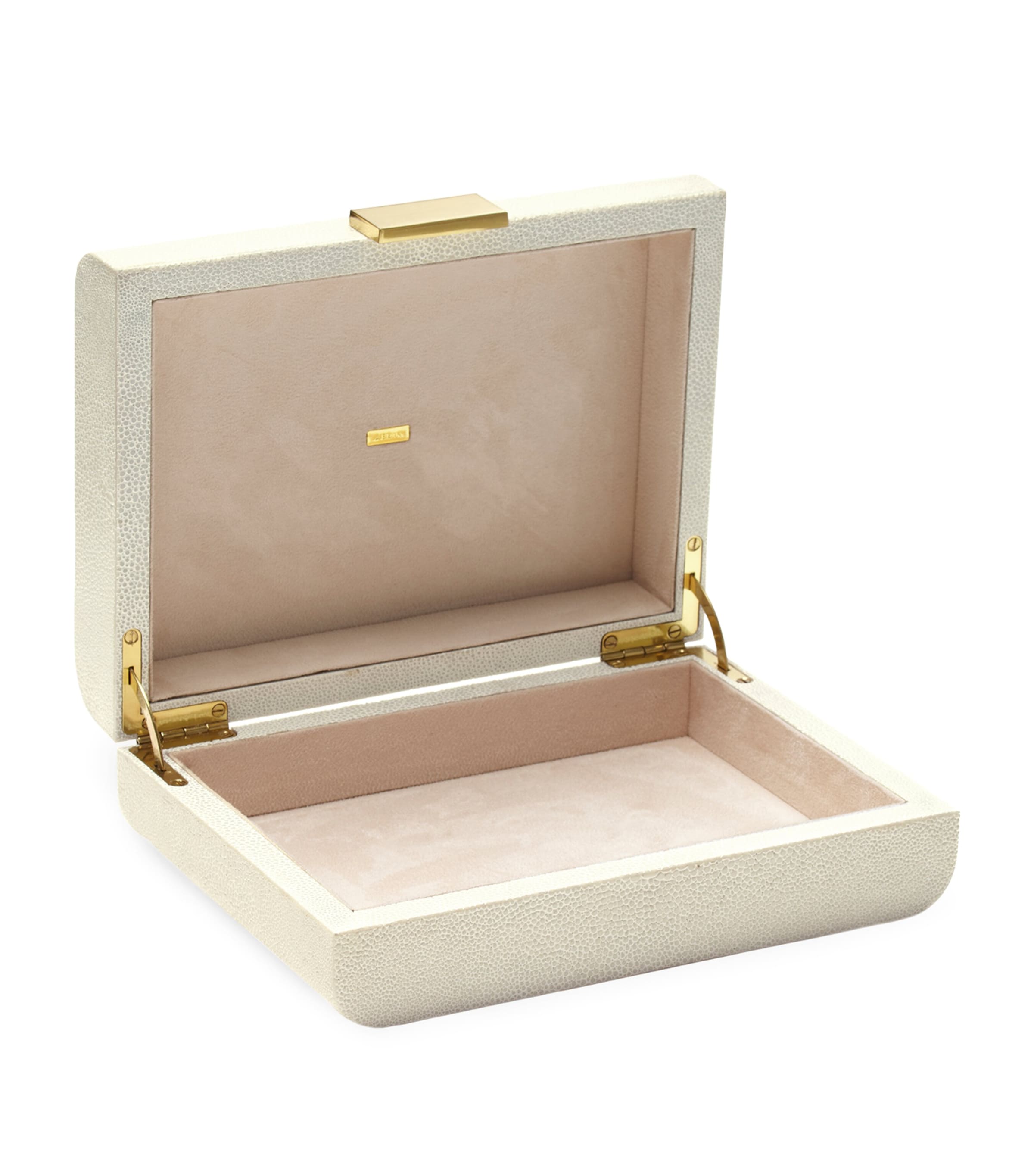 Aerin Small Shagreen Modern Jewellery Box In Neutral