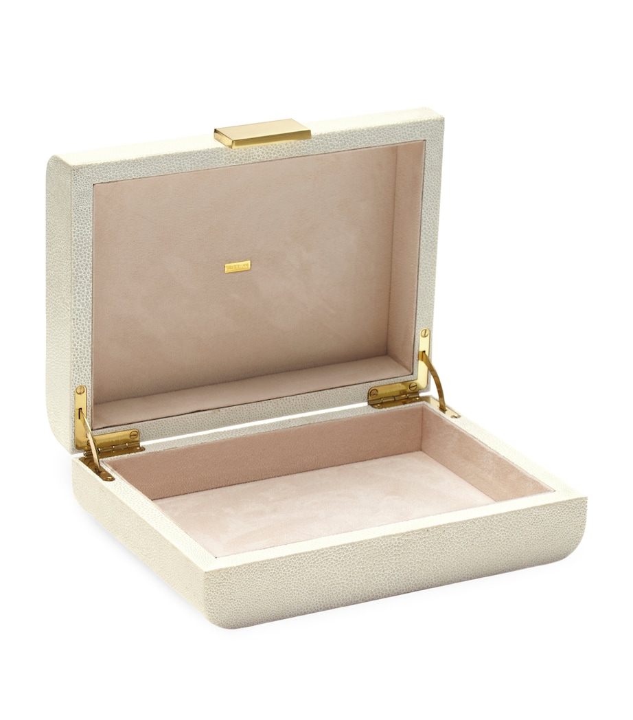 Small Shagreen Modern Jewellery Box CREAM Image 1