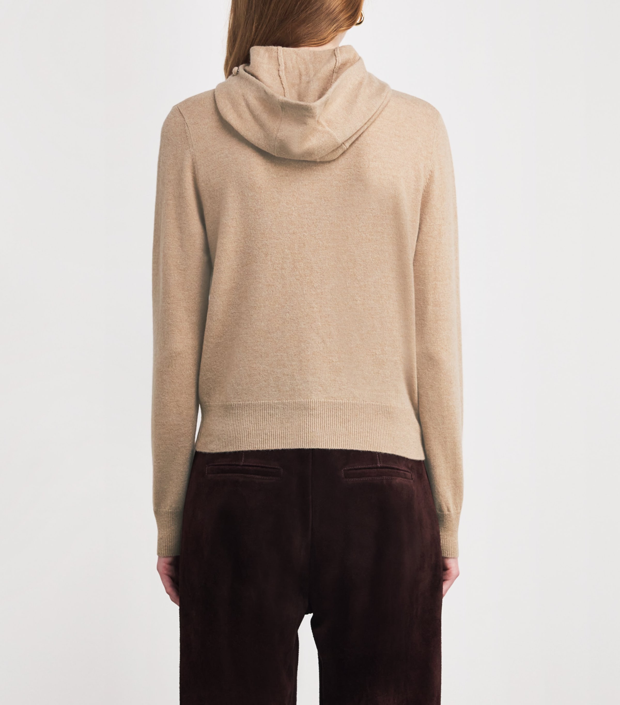 Wool-Cashmere Knitted Hoodie CAMEL Image 4