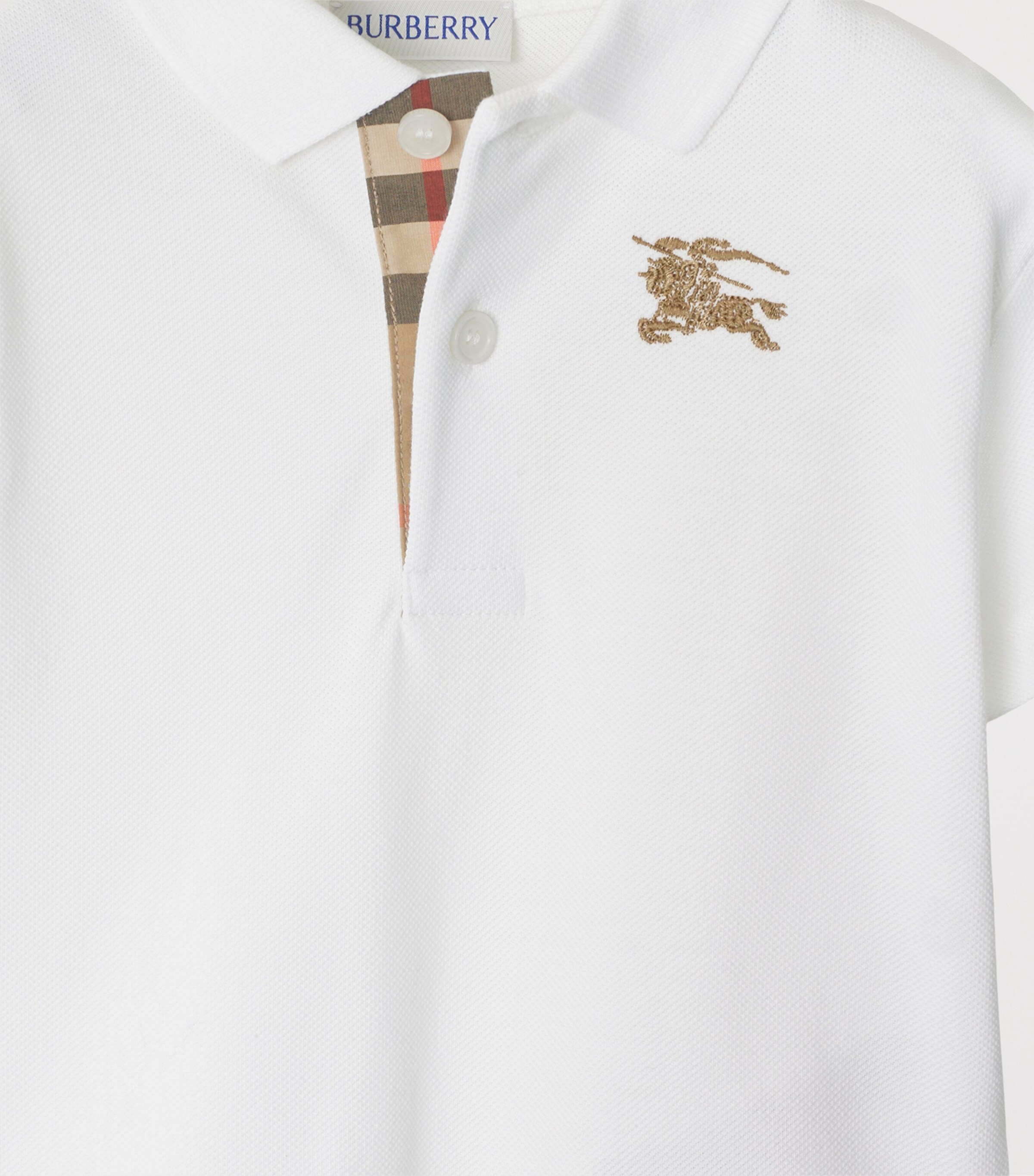 Burberry Kids Cotton EKD Polo Shirt (6-24 Months) White Old Image 3