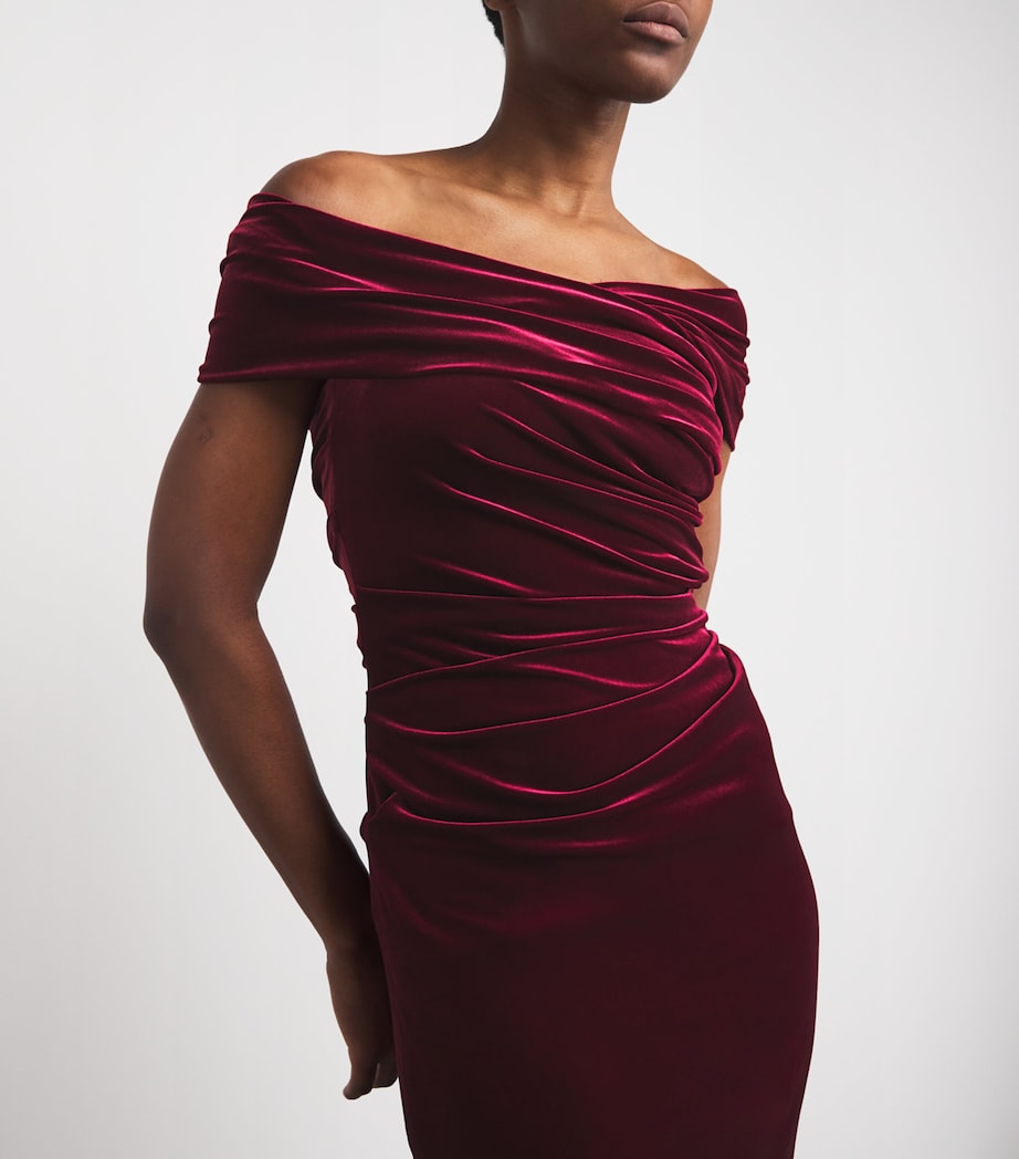 Velvet Off-The-Shoulder Maxi Dress 364 BURGUNDY Image 6