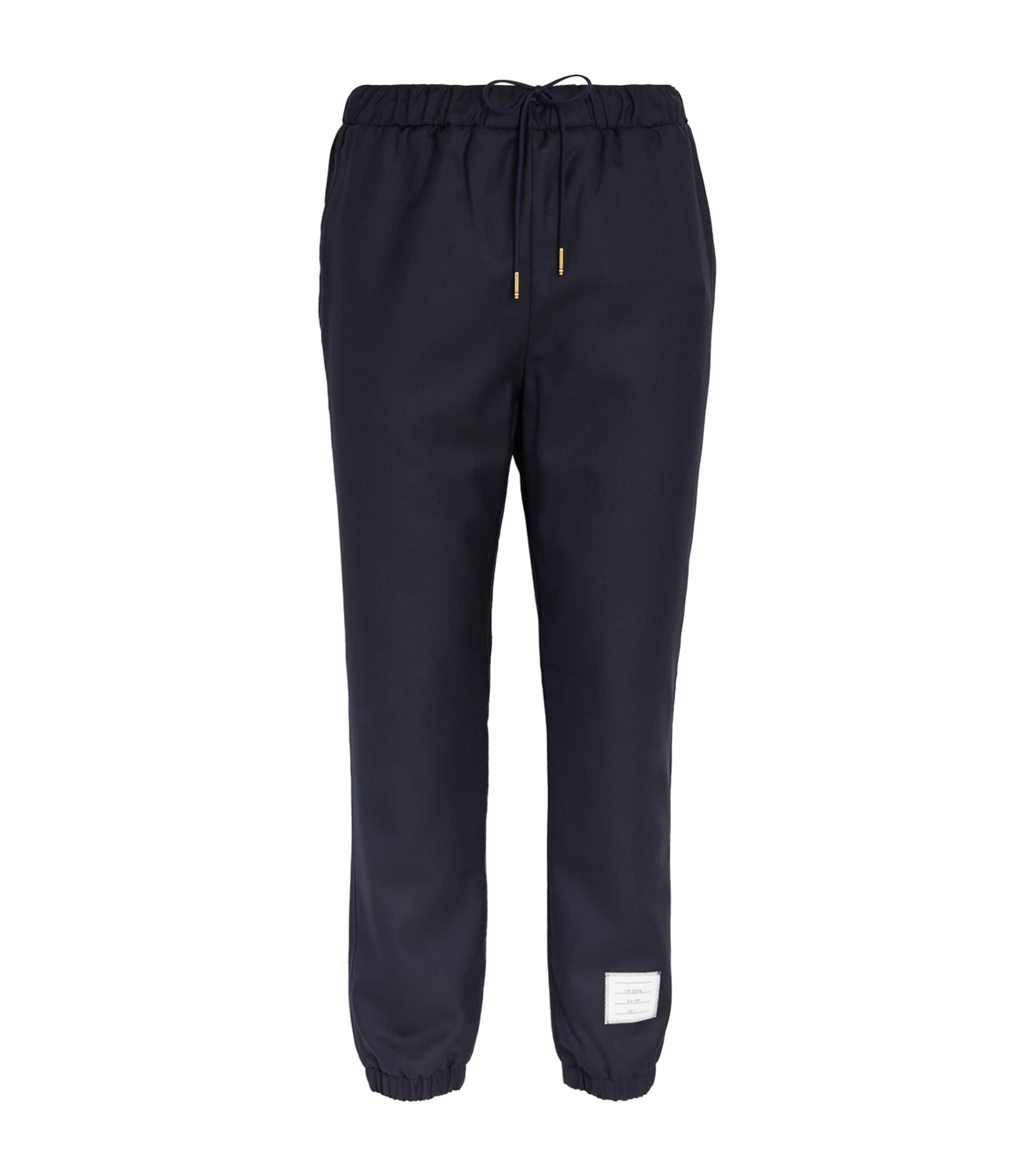 Thom Browne Wool Name Tag Sweatpants In Black