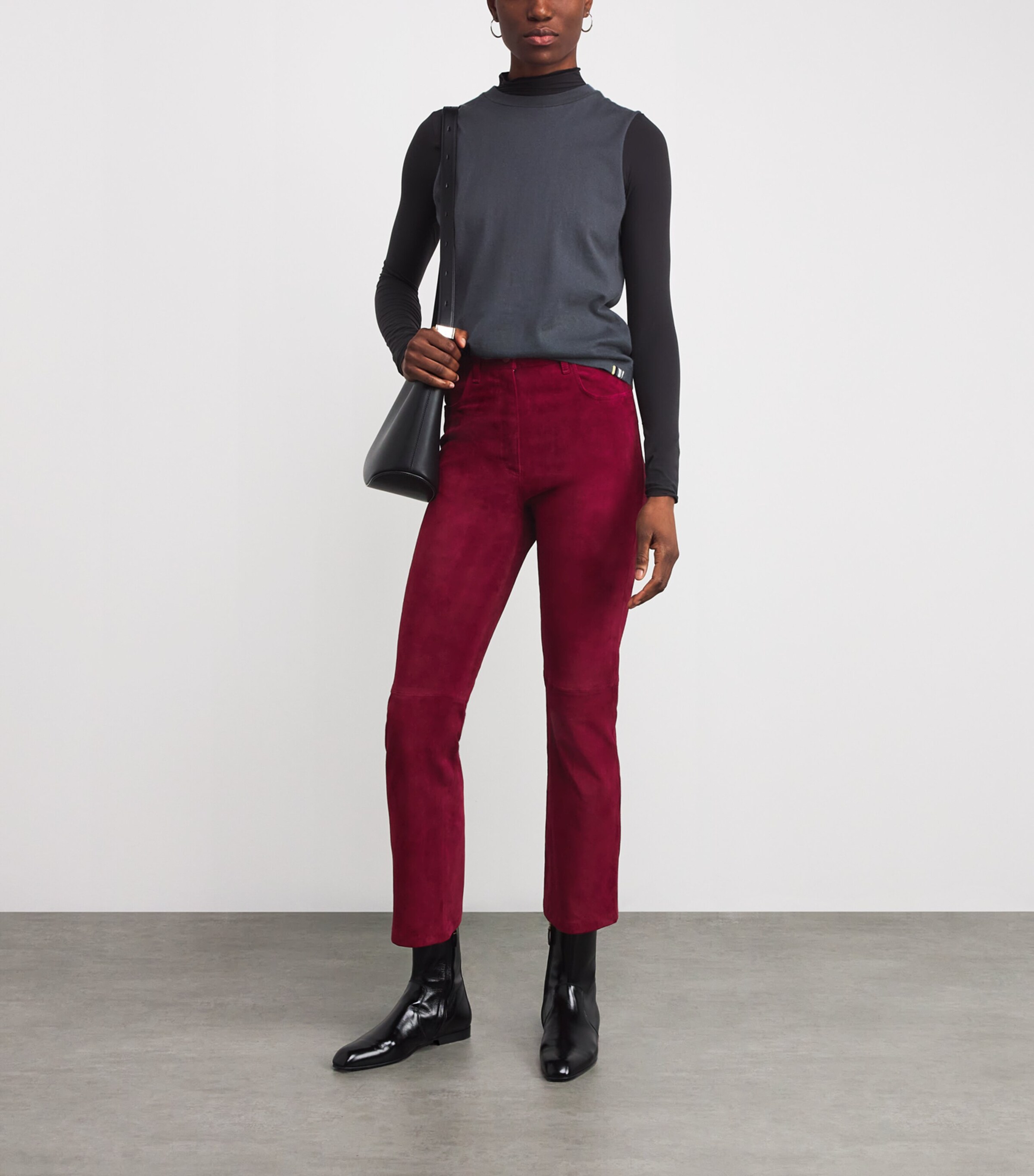 Suede Duke Stretch Slim Trousers RUBY Image 2