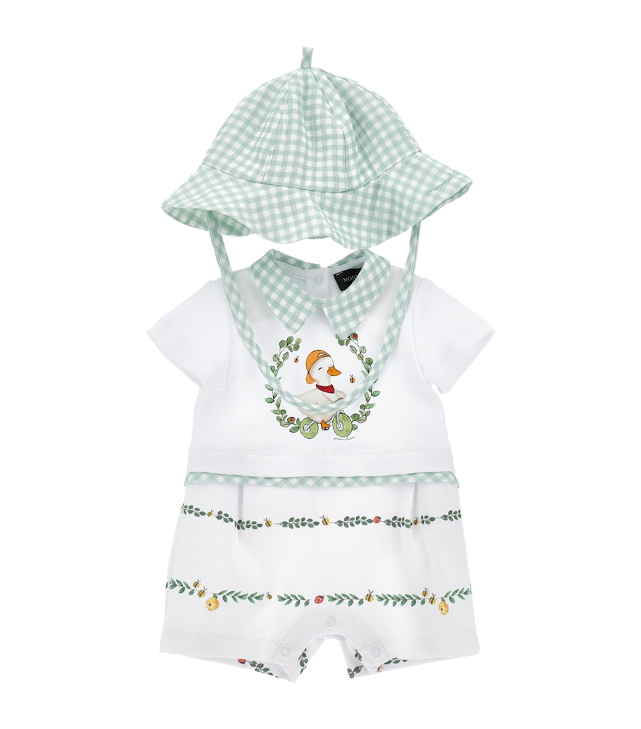 Cotton Duck Print Playsuit and Hat (1-9 Months) BIANCO+MULTICOLOR Image 1