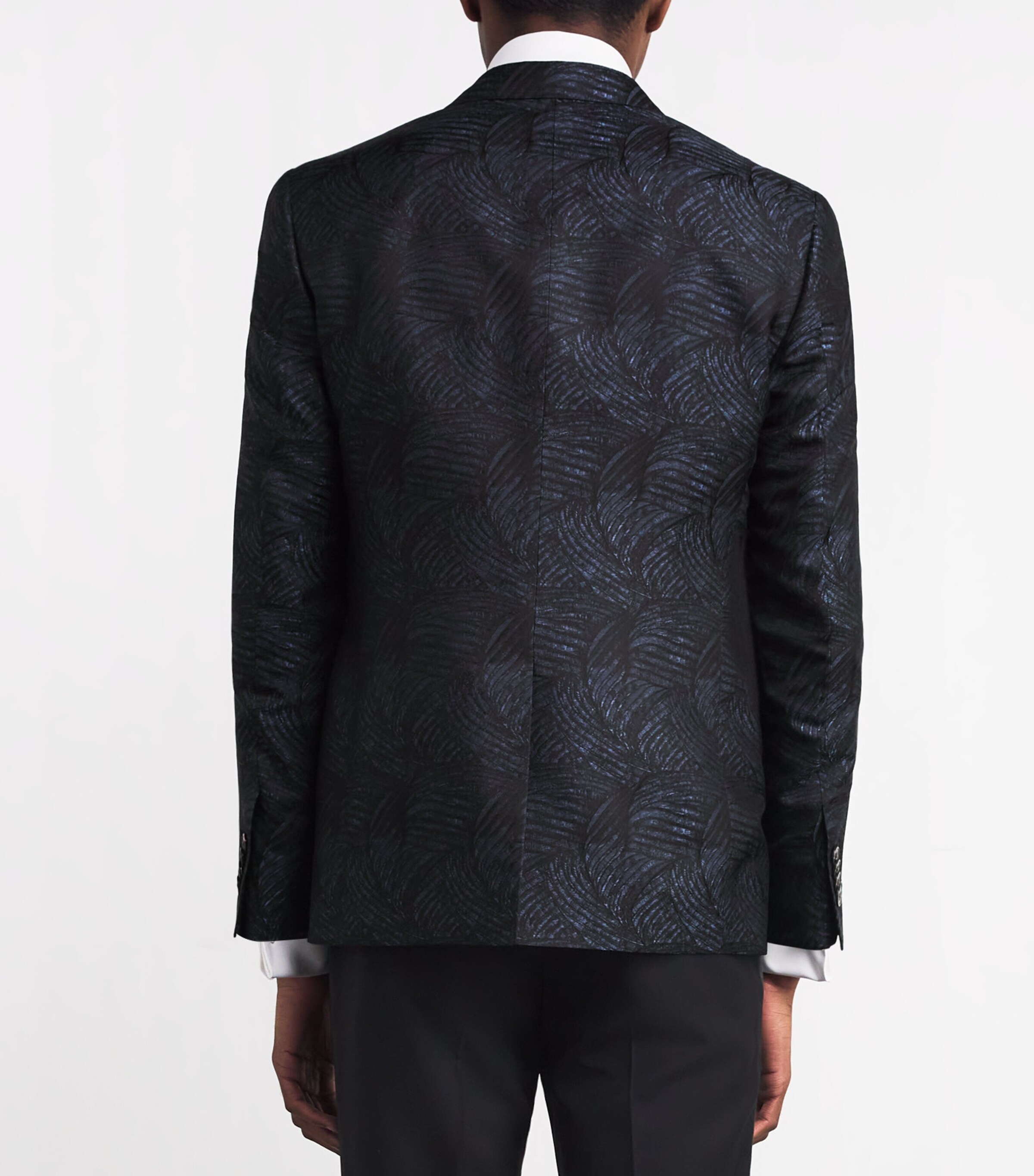 Corneliani Mens Silk Jacquard Blazer Black Image 4