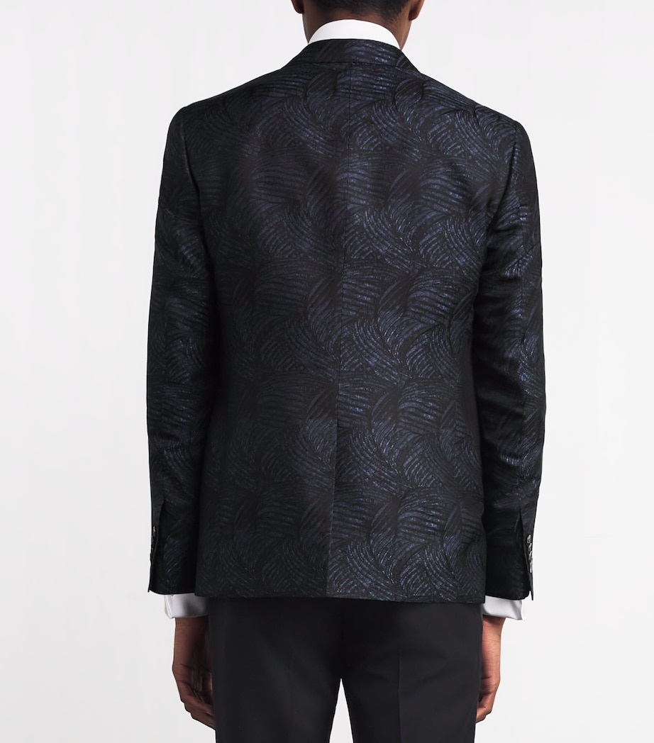 Corneliani Mens Silk Jacquard Blazer Black Image 4