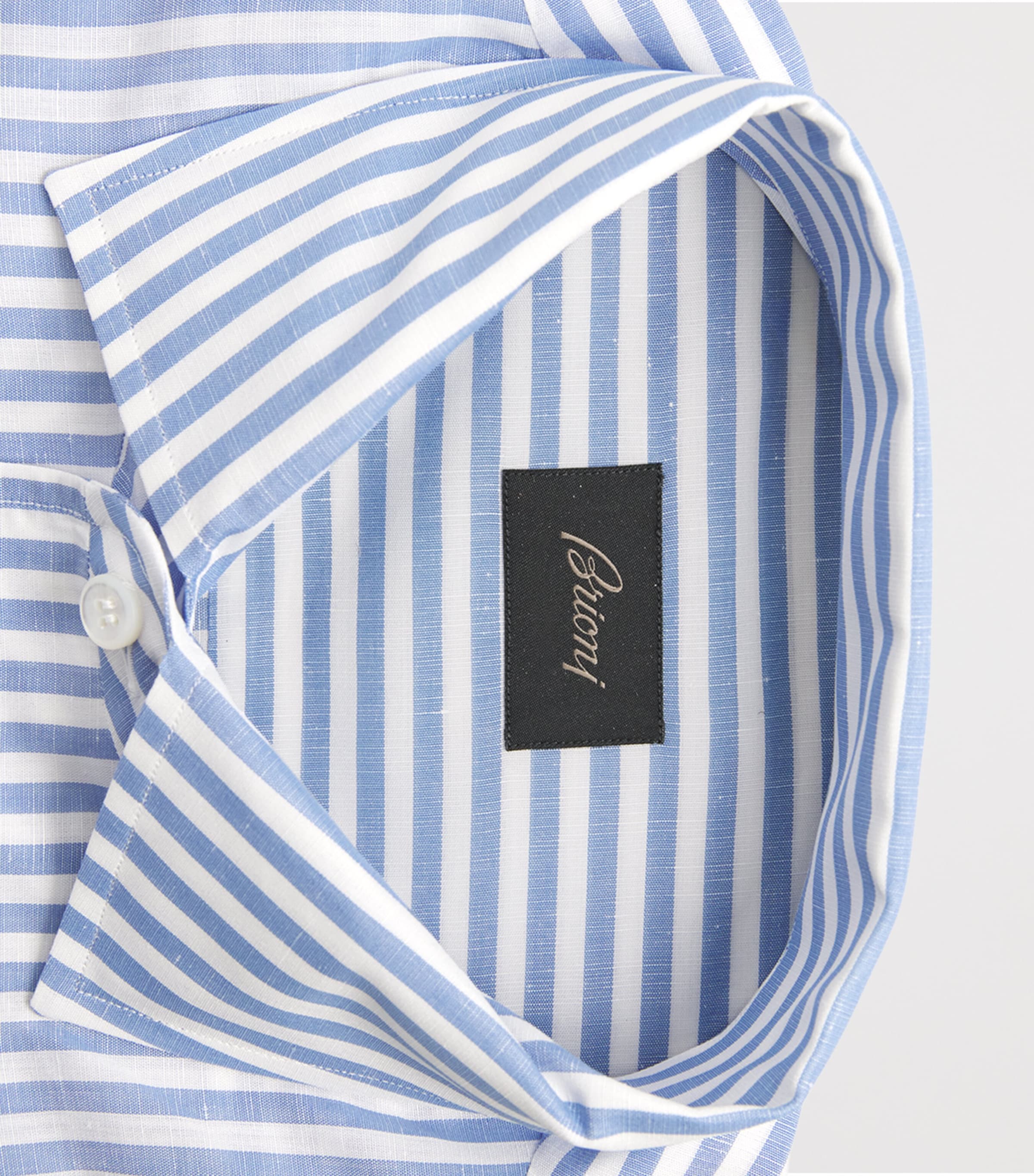 Brioni Mens Cotton-Linen Stripe Shirt Image 6