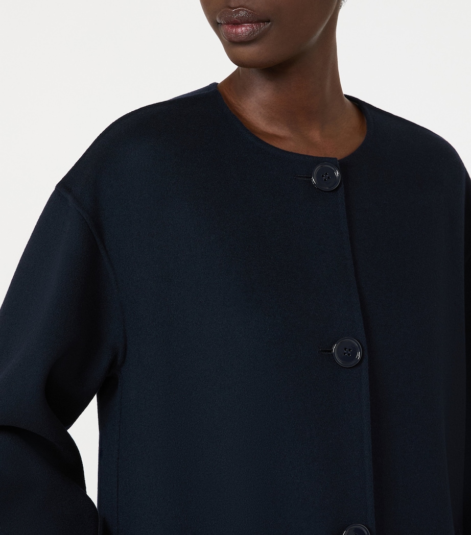 Max Mara Womens Virgin Wool Scarf Coat Midnightblue Image 7