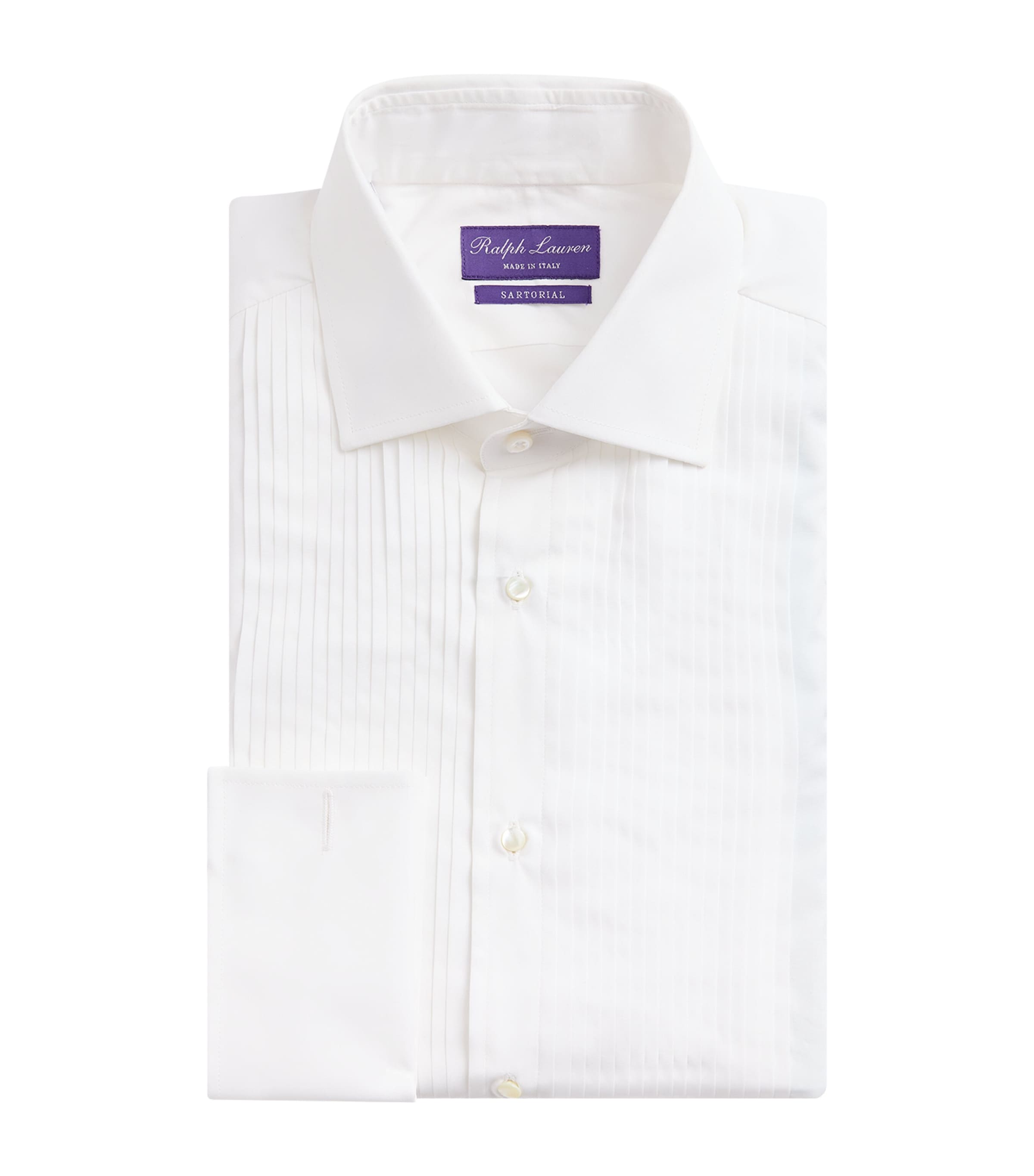 Ralph Lauren Purple Label Mens Pleated Tuxedo Shirt White Image 1