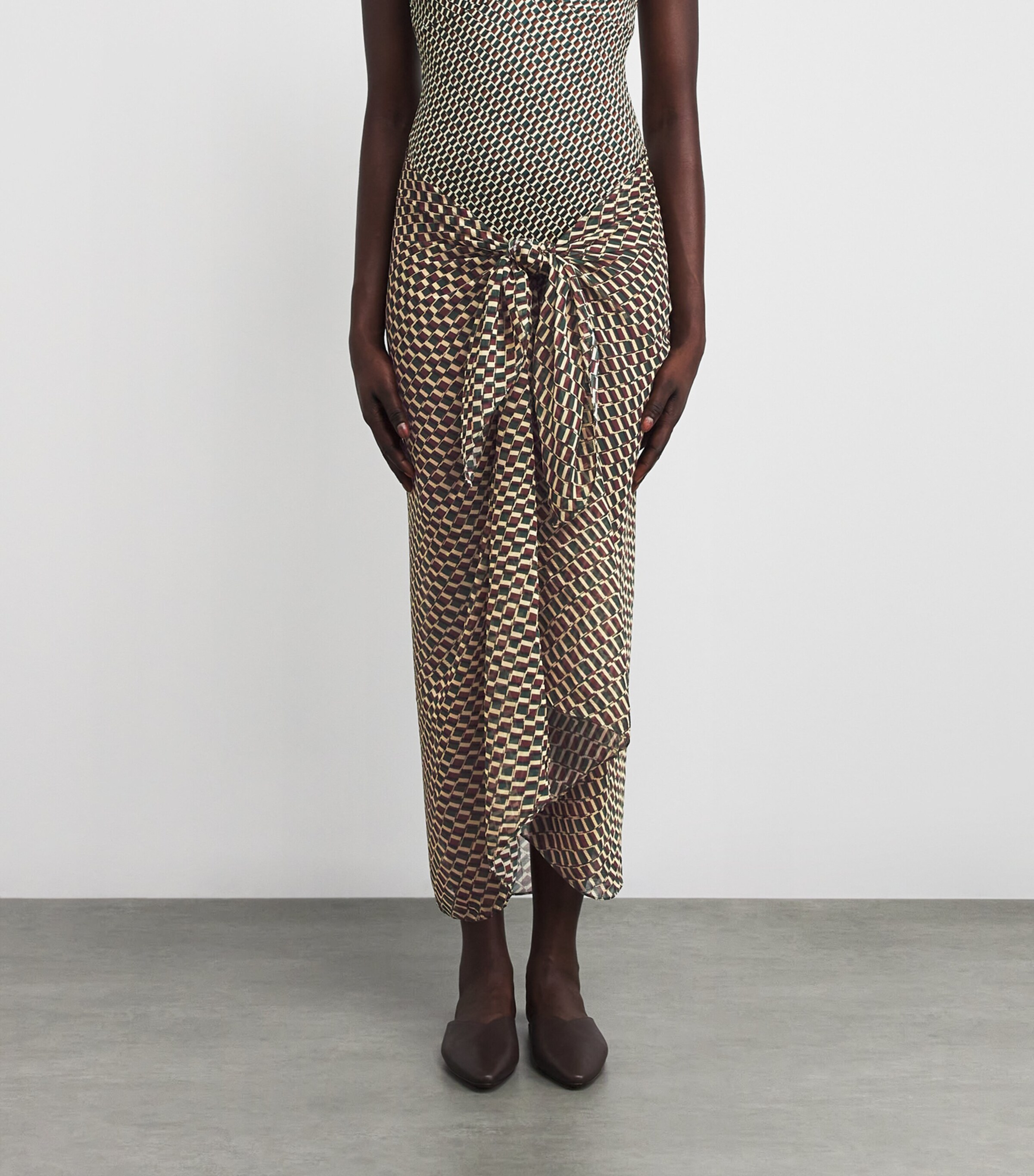 Geometric Print Santorini Sarong IVY GREEN GEO PRINT Image 3