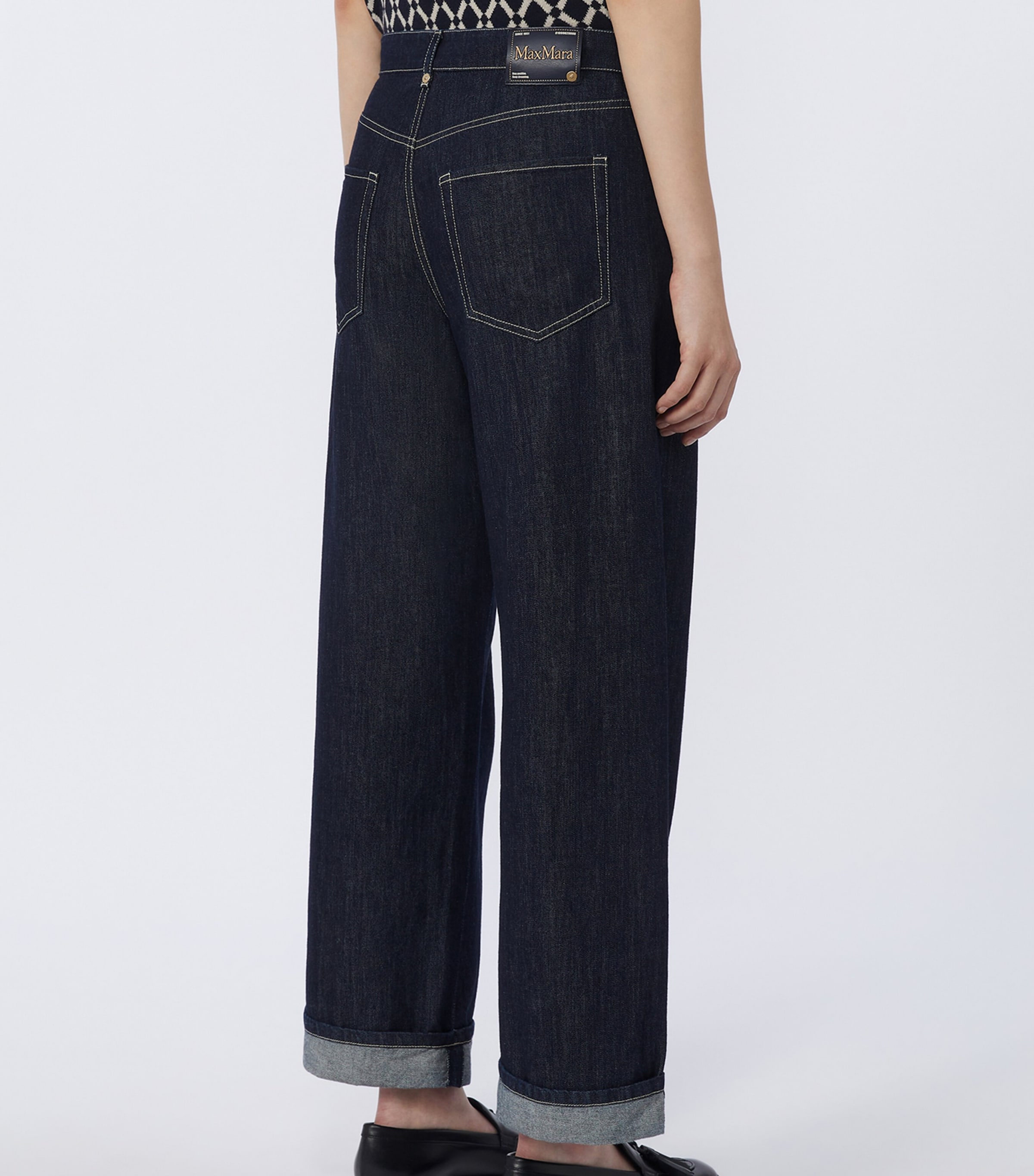 Max Mara Womens Turn-Up-Hem Wide-Leg Jeans Ultramarine Image 4