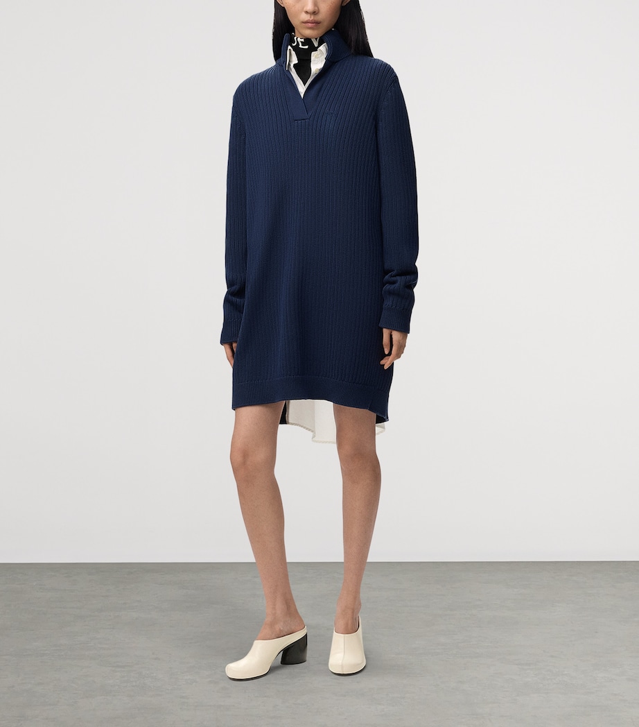 LOEWE Womens Layered Shirt-Sweater Mini Dress Dark Blue Image 2