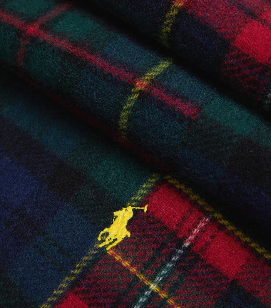 Wool-Blend Plaid Fringed Scarf RED Image 4