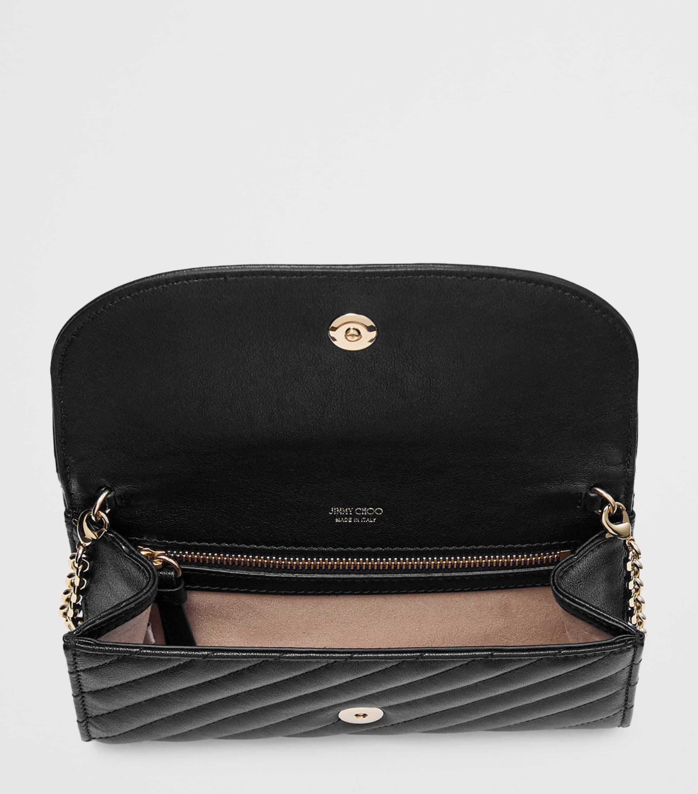 Jimmy Choo Quilted Leather Curve Chain Wallet Black/shiny Gold Image 3