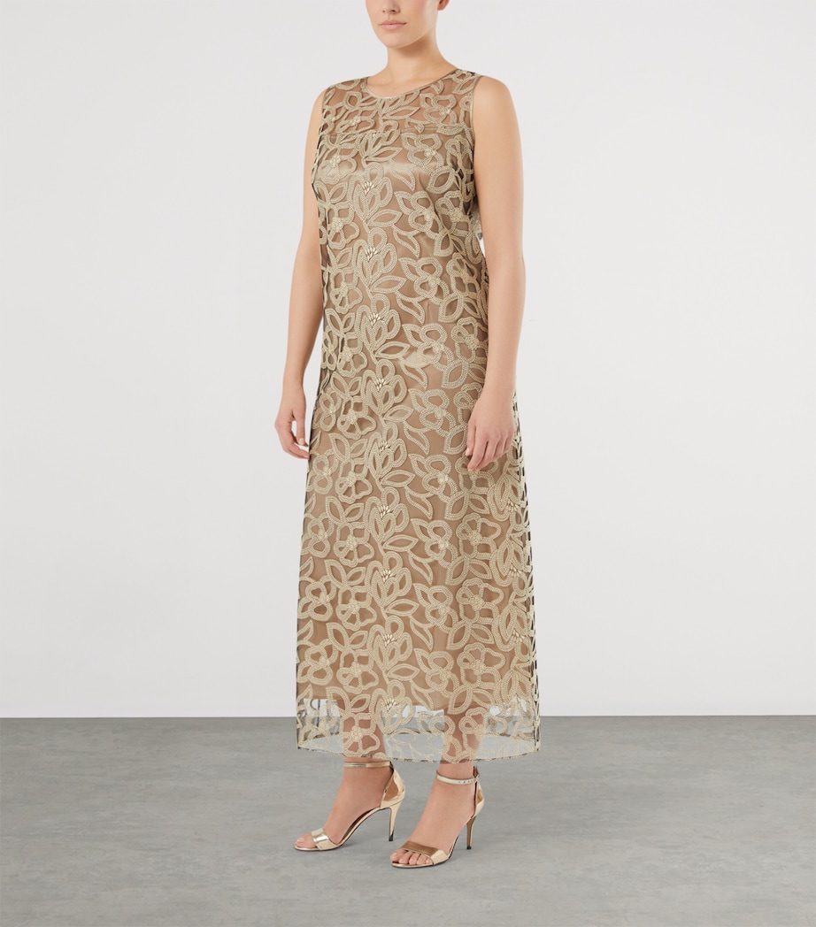 Marina Rinaldi Womens Embroidered Tulle Maxi Dress Black Image 3