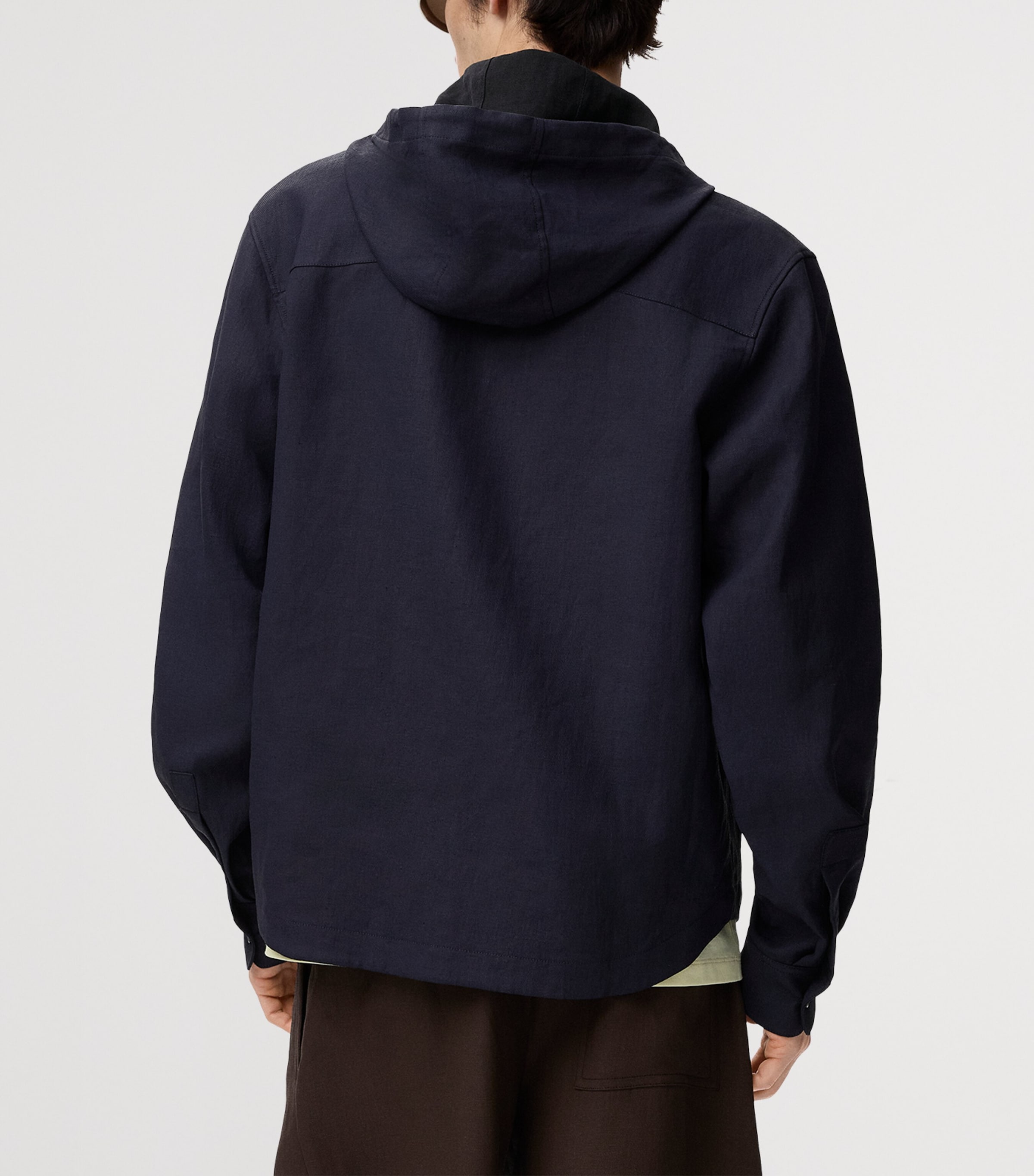 LOEWE Mens x Paula's Ibiza Linen-Blend Hooded Anagram Shirt Navy/black Image 4