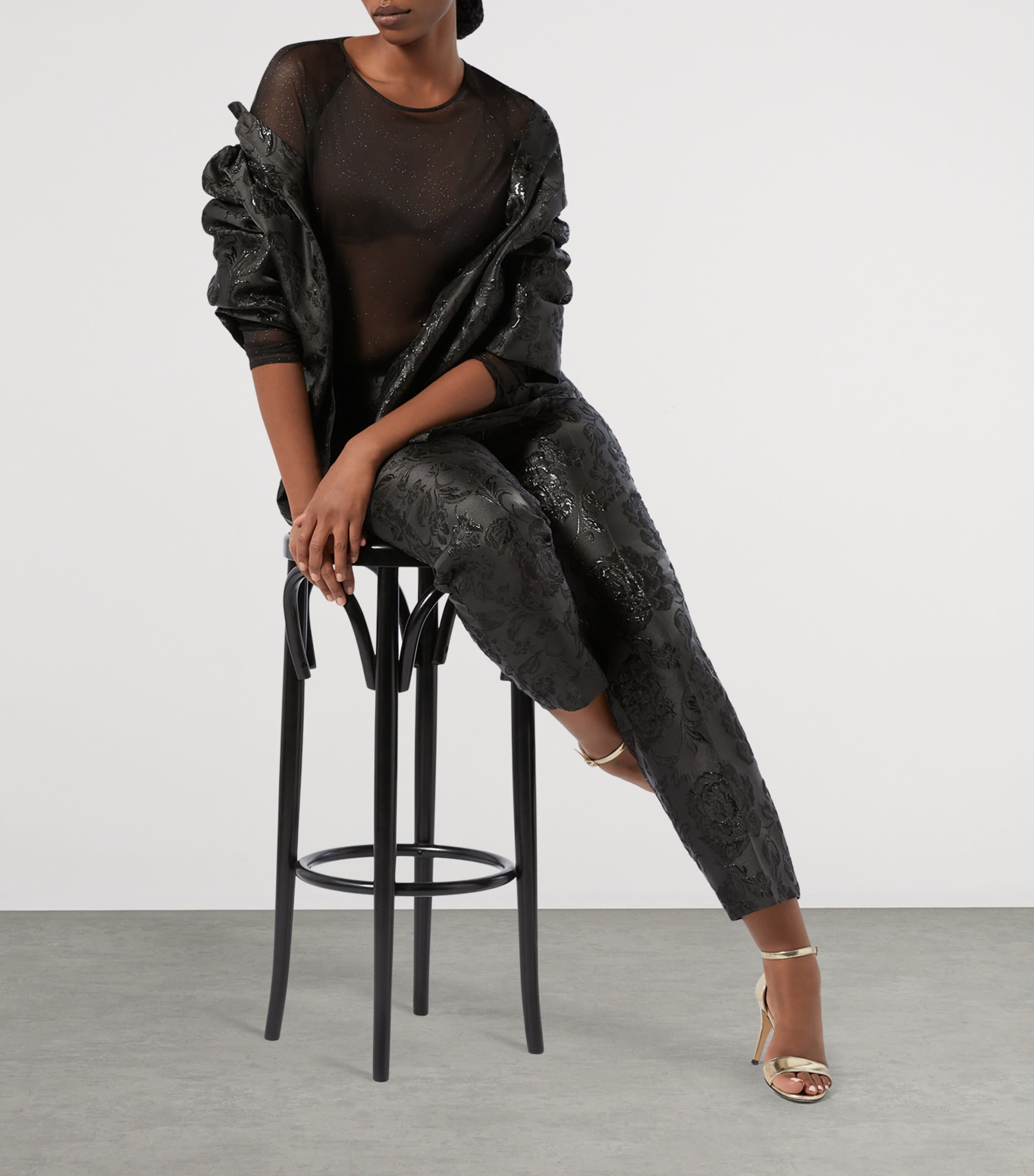 Cloque Embellished Rupia Shirt BLACK Image 4