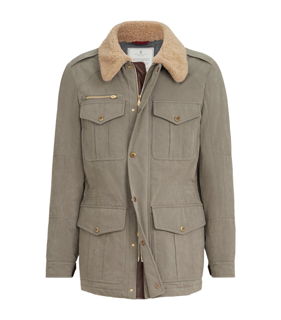 Brunello Cucinelli Mens Techno-Cotton Waxed Safari Jacket Image 1