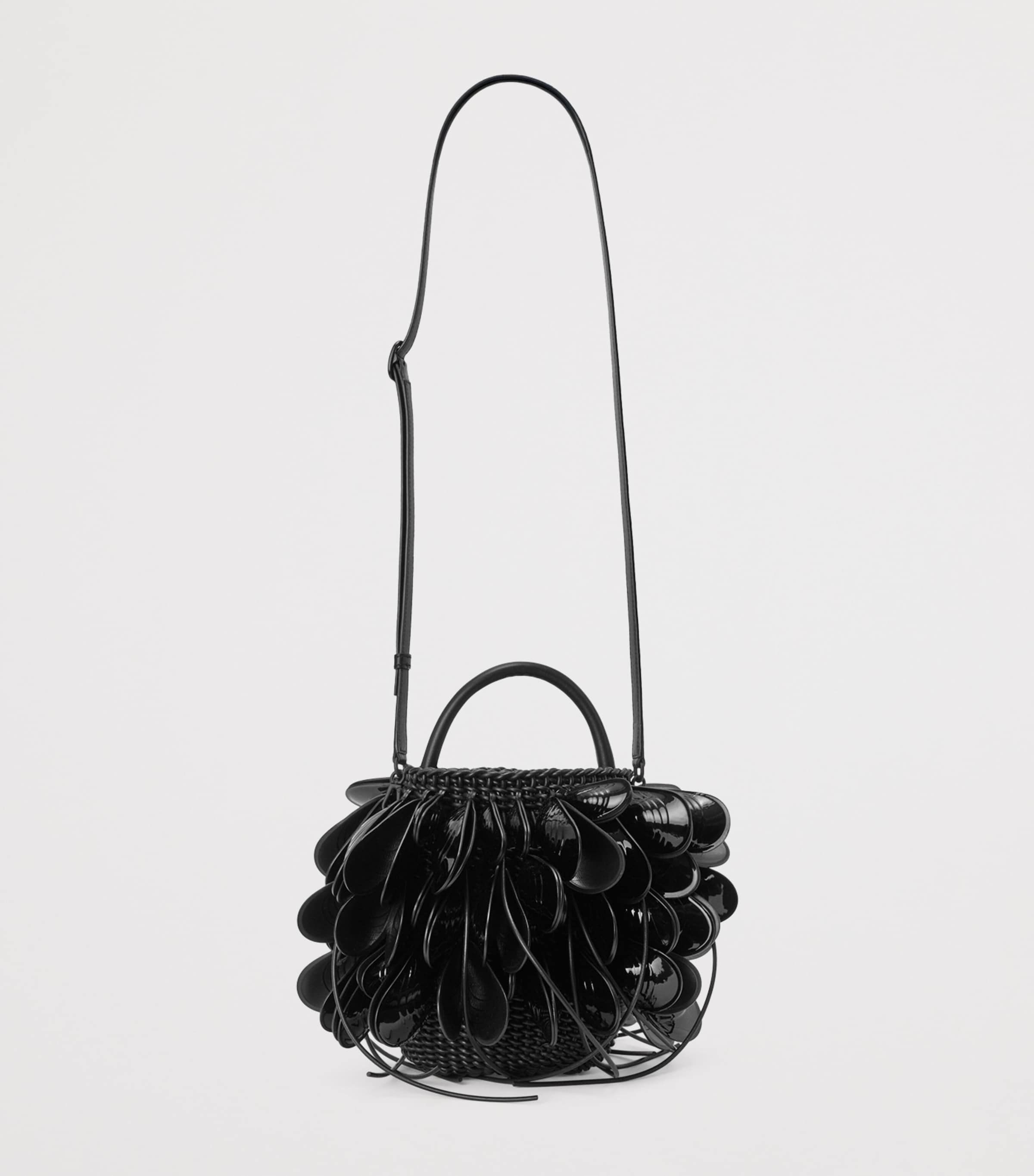 Leather Shell Bucket Bag BLACK Image 5
