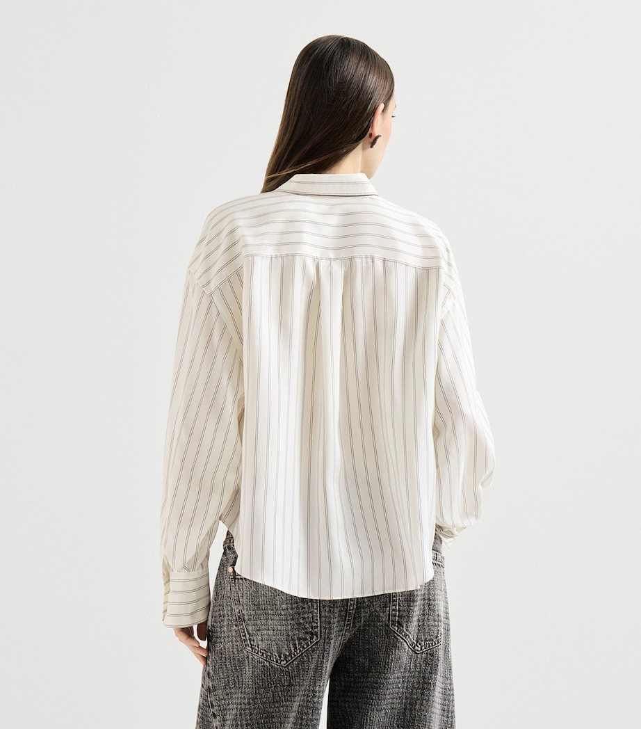 Brunello Cucinelli Womens Silk Stripe Poplin Shirt Image 4