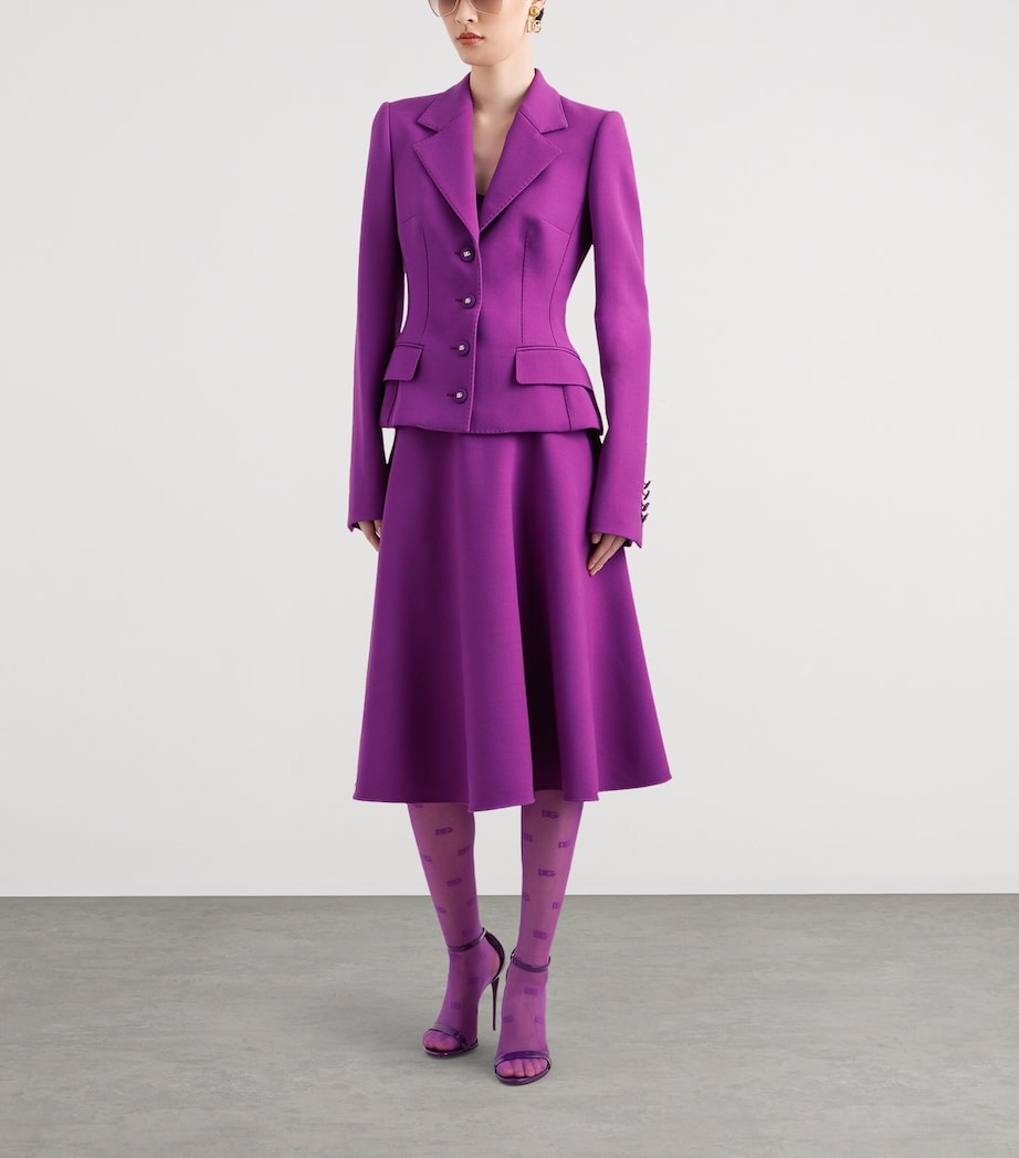 Virgin Wool Double Crêpe Blazer F0571-PURPLE Image 2