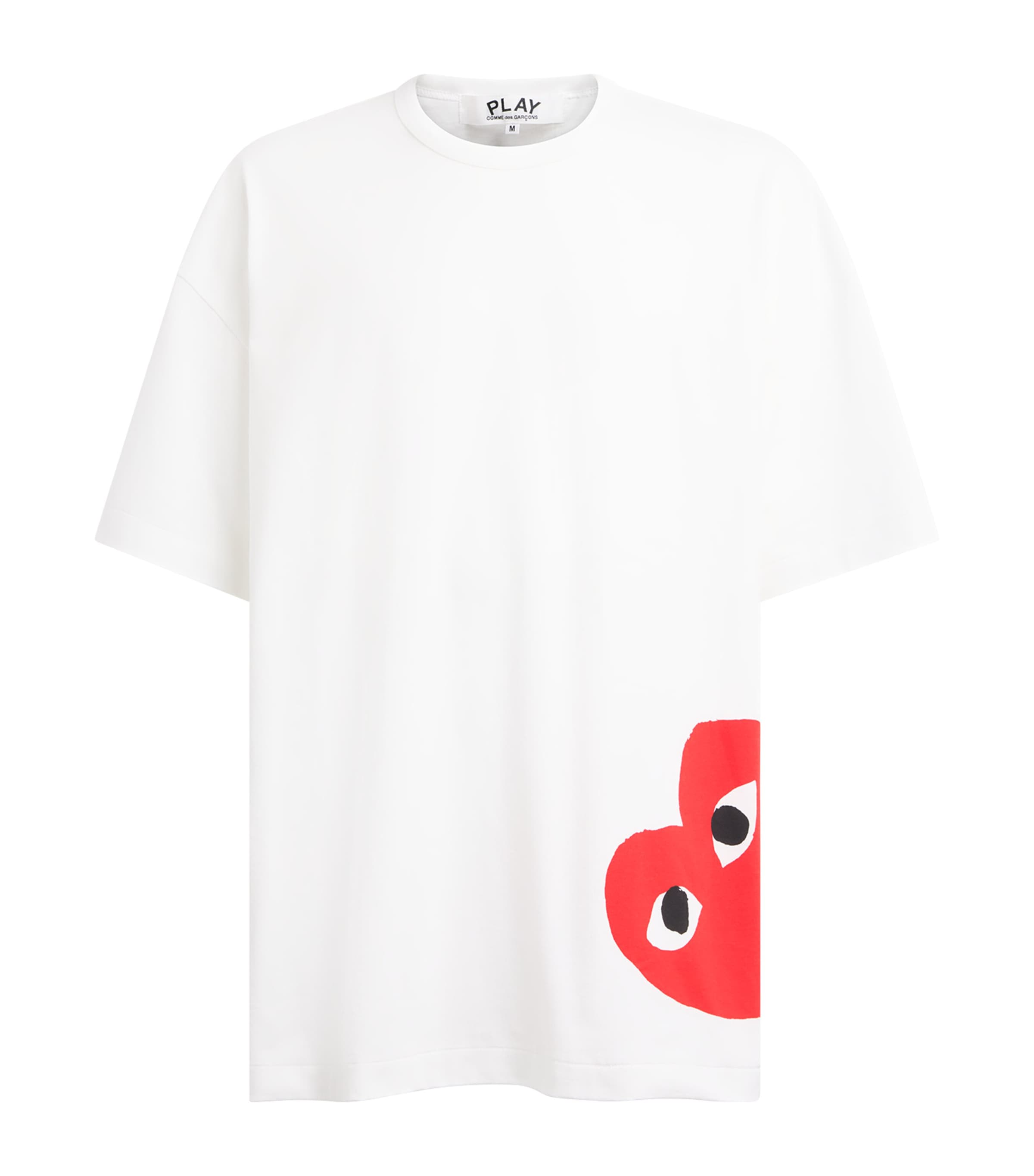 Comme Des Garçons Mens Cotton Oversized Bottom Heart T-Shirt White/red Image 1
