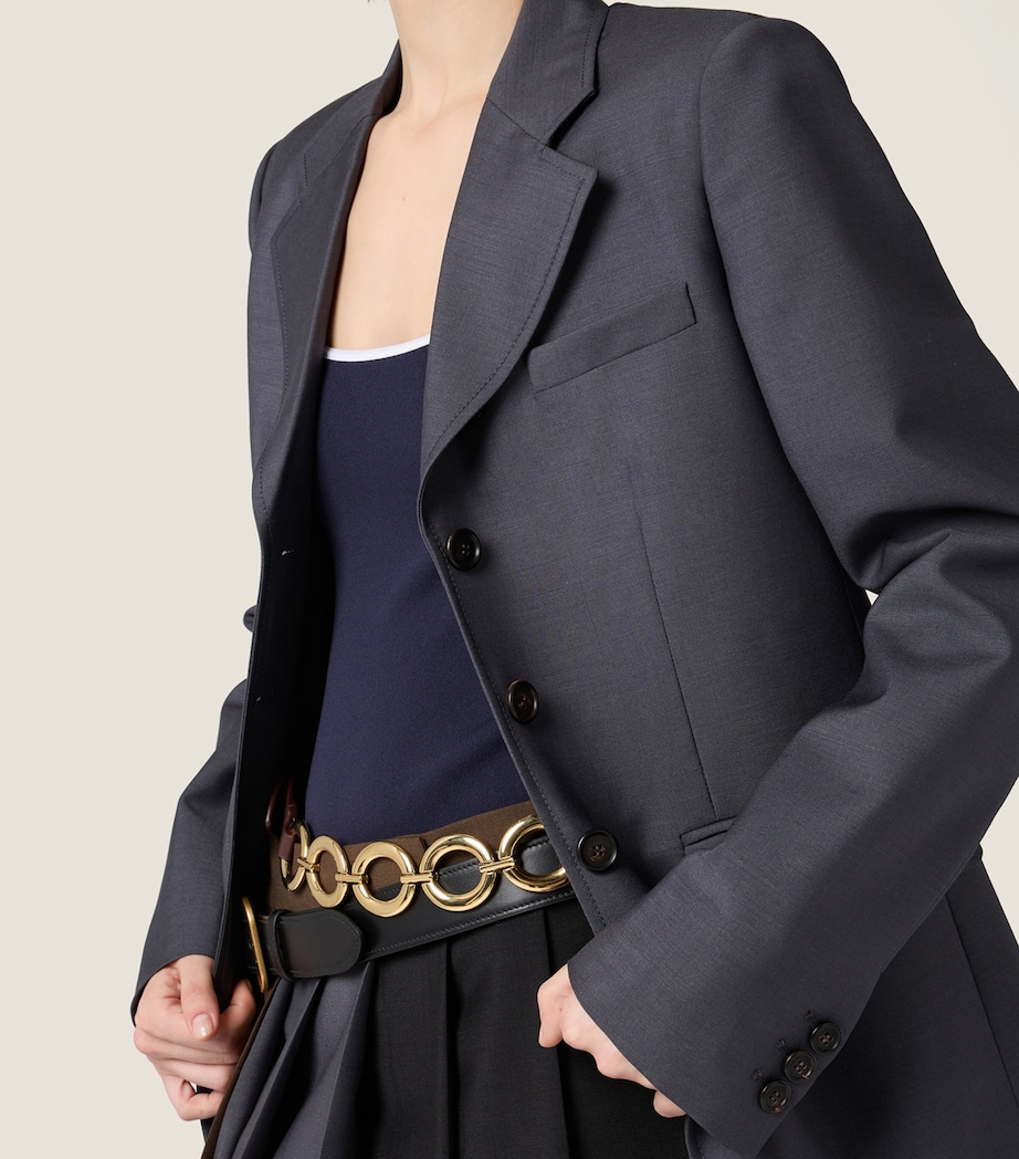 Mohair-Blend Single-Breasted Blazer F063H Image 4