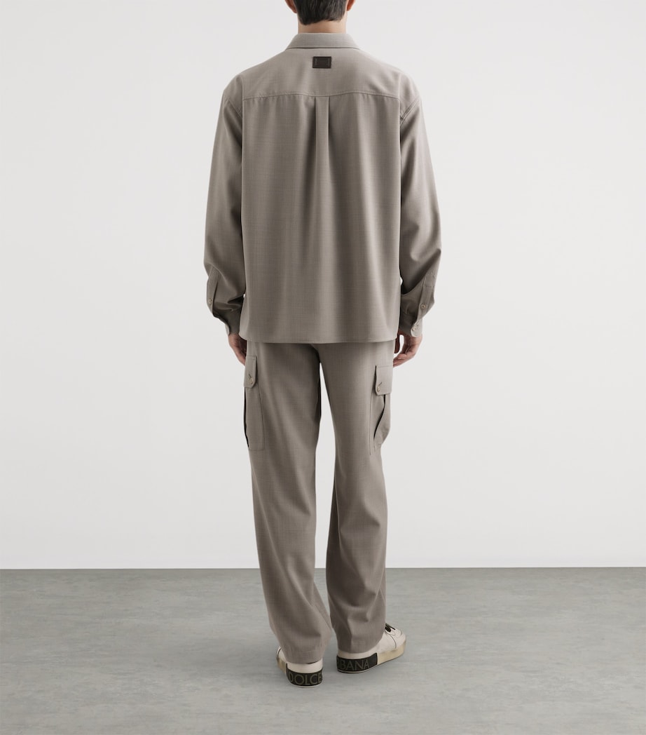 Dolce&Gabbana Mens Virgin Wool Canvas Shirt Whit Image 3