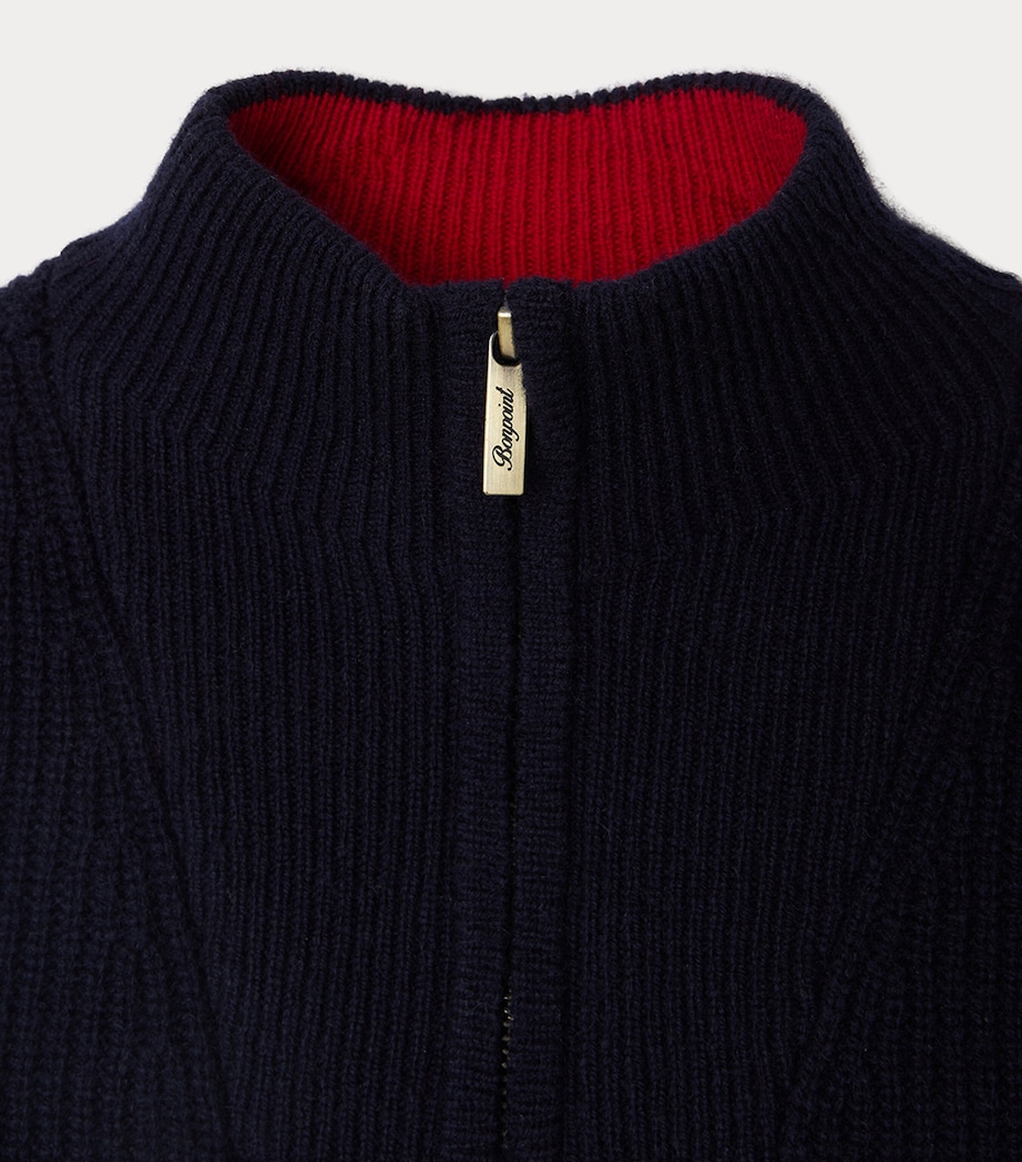 Wool Quarter-Zip Sweater (10-14 Years) RAYURES MARINE Image 3