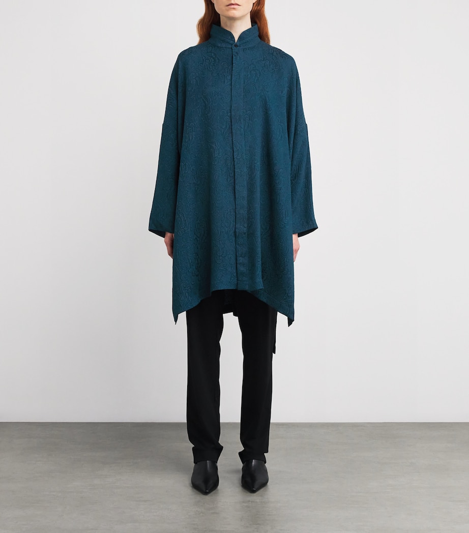 Silk Stand-Collar Shirt TEALDARK Image 3