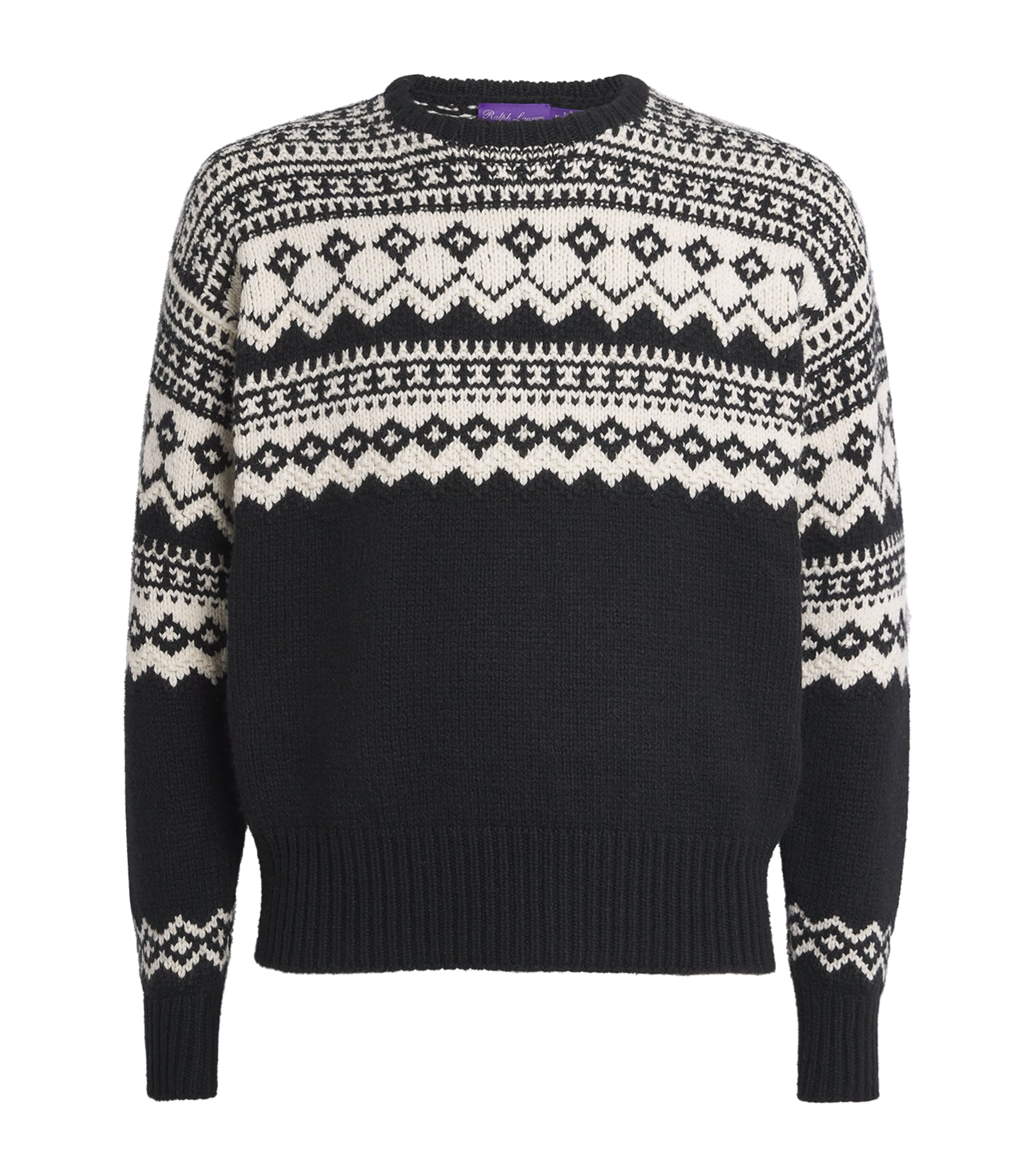 Ralph Lauren Intarsia Cashmere Sweater In Black