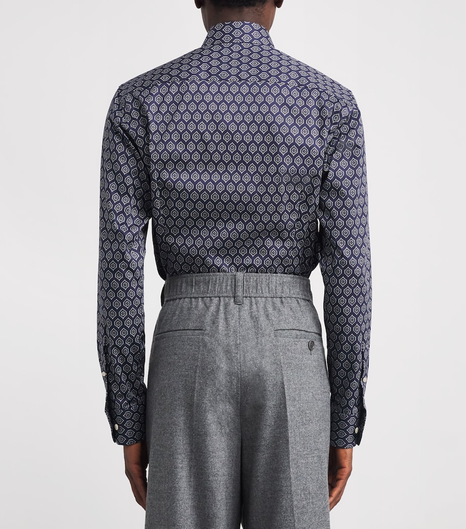 Cotton Twill Geometric Print Contemporary Fit Shirt 28NAVY BLUE Image 4