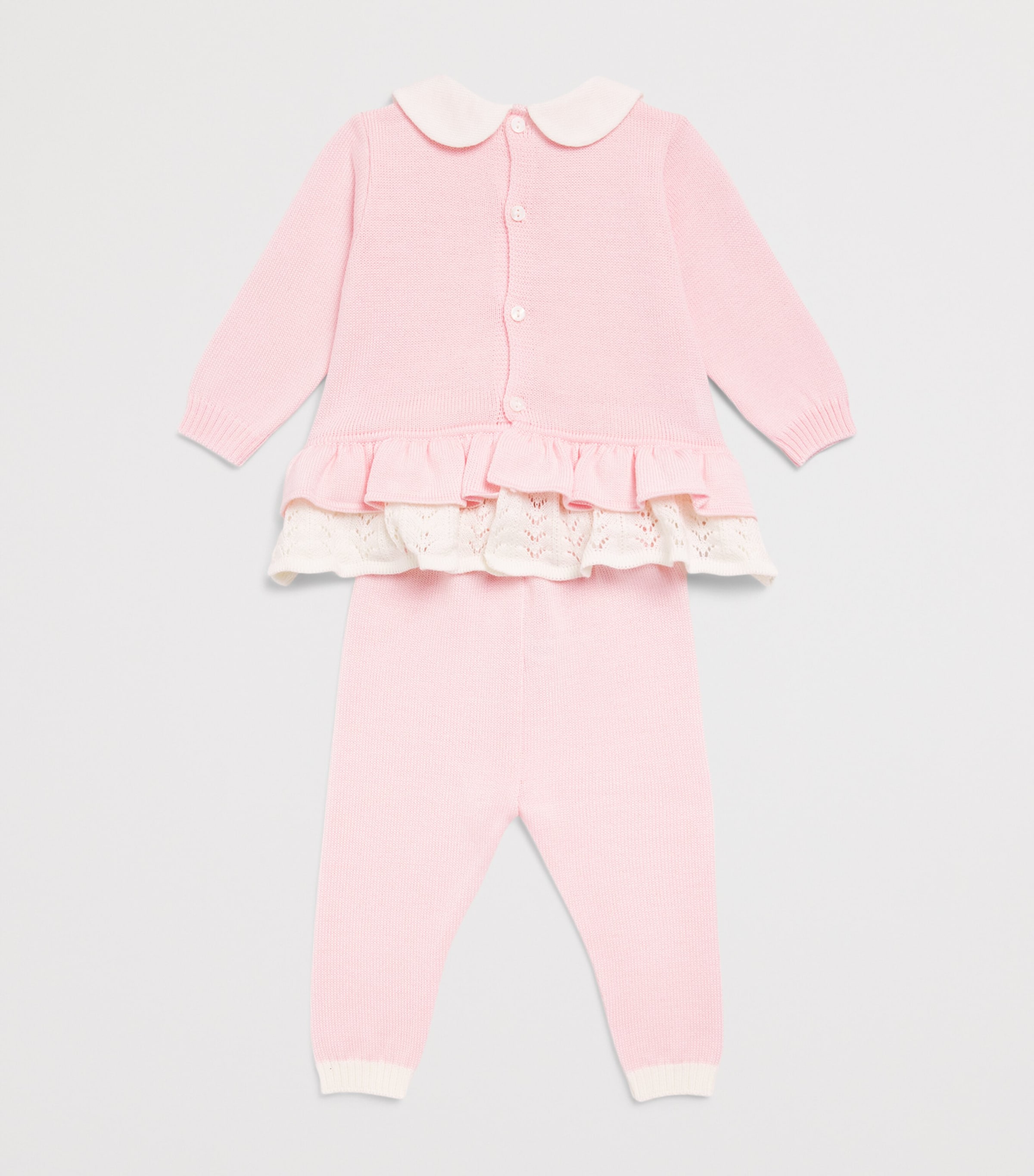 Bimbalo Wool Floral Top and Trousers Set (1-24 Months) Pink Image 2
