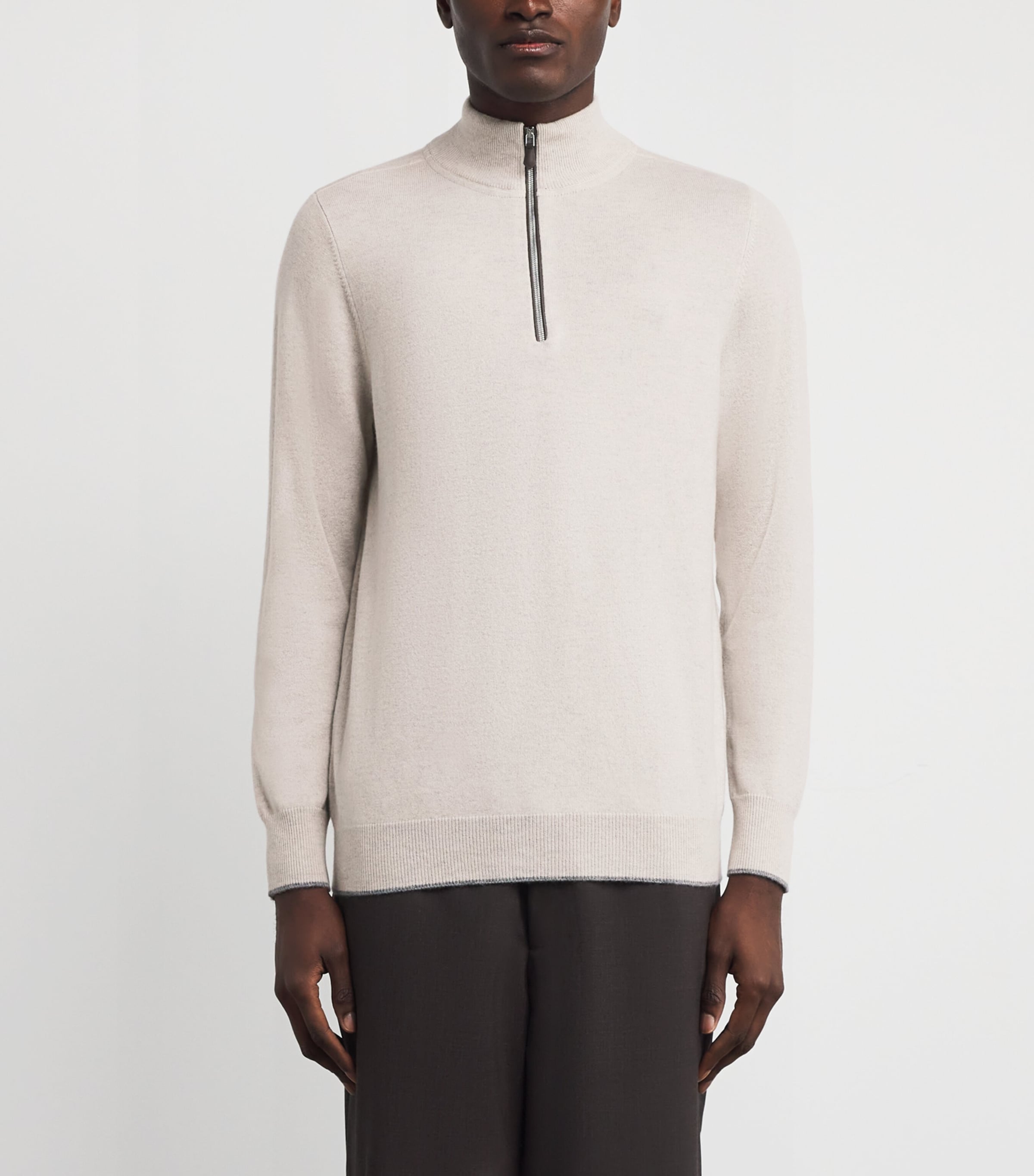 Cashmere Quarter-Zip Carnaby Sweater P45 PEBBLE GREY Image 3