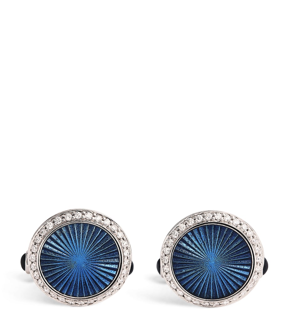 Deakin & Francis White Gold, Diamond and Blue Sapphire Cufflinks Gold Image 1