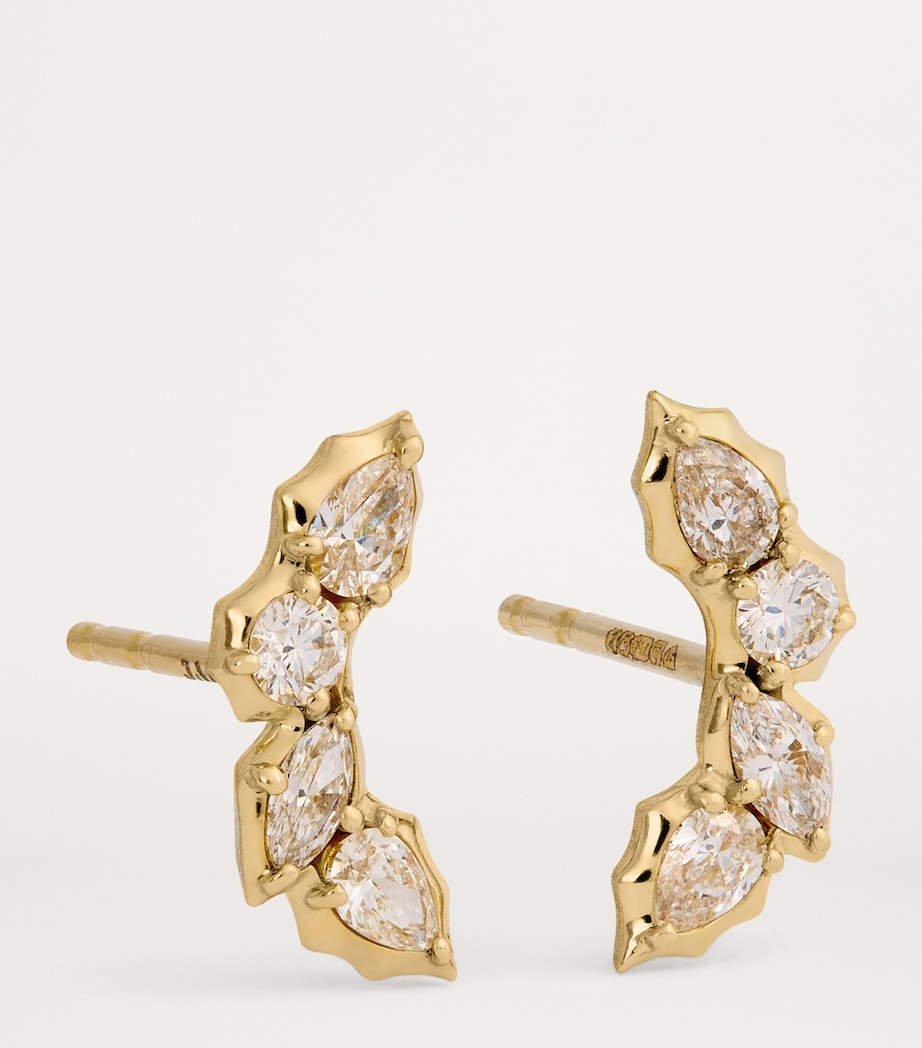 Yellow Gold and Diamond Posey Curve Stud Earrings YELLOW GOLD Image 3