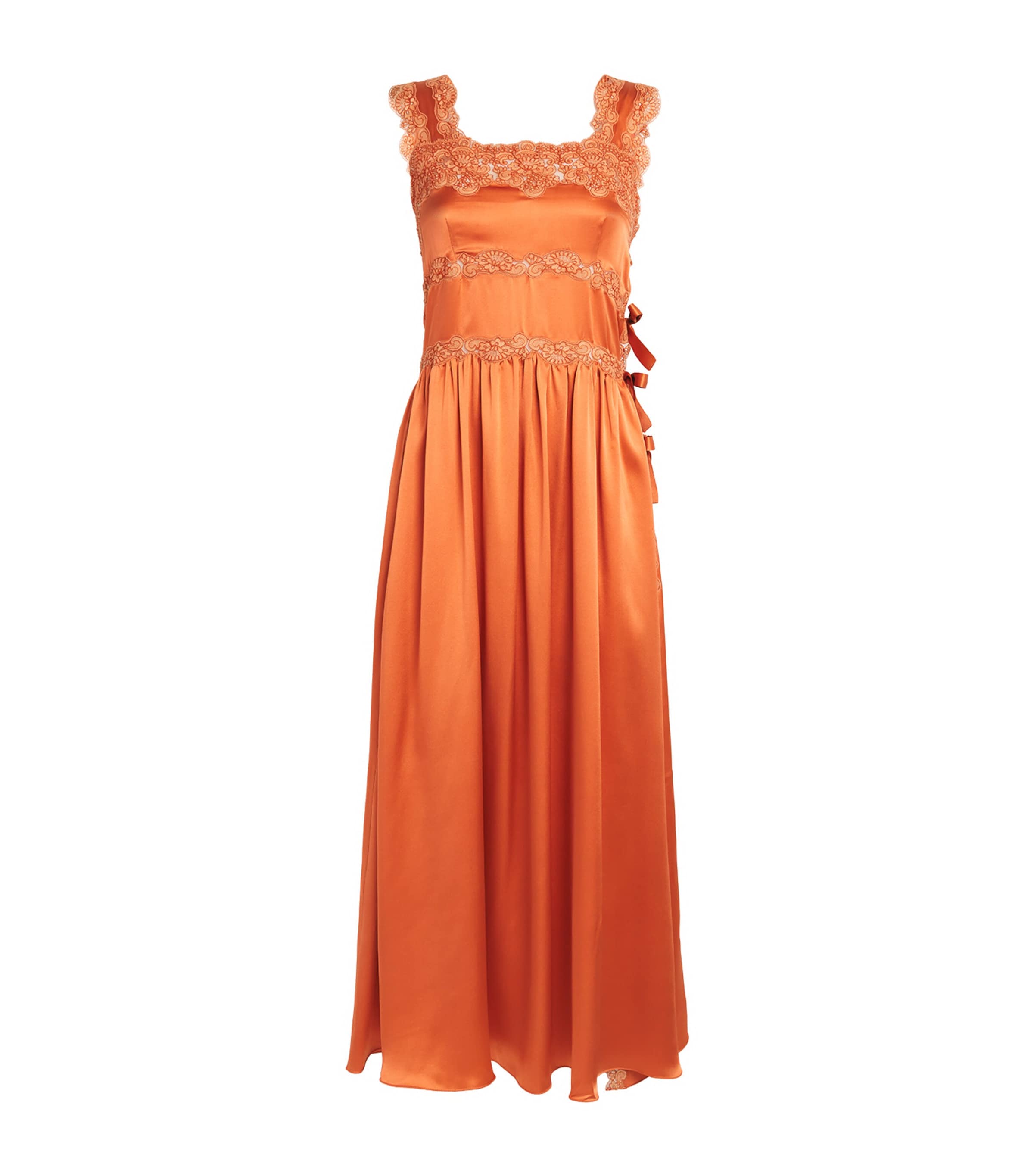 Shop Loretta Caponi Silk Sabina Nightgown In Orange