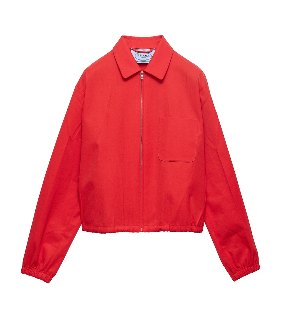 Prada Womens Gabardine Blouson Jacket Red Image 1