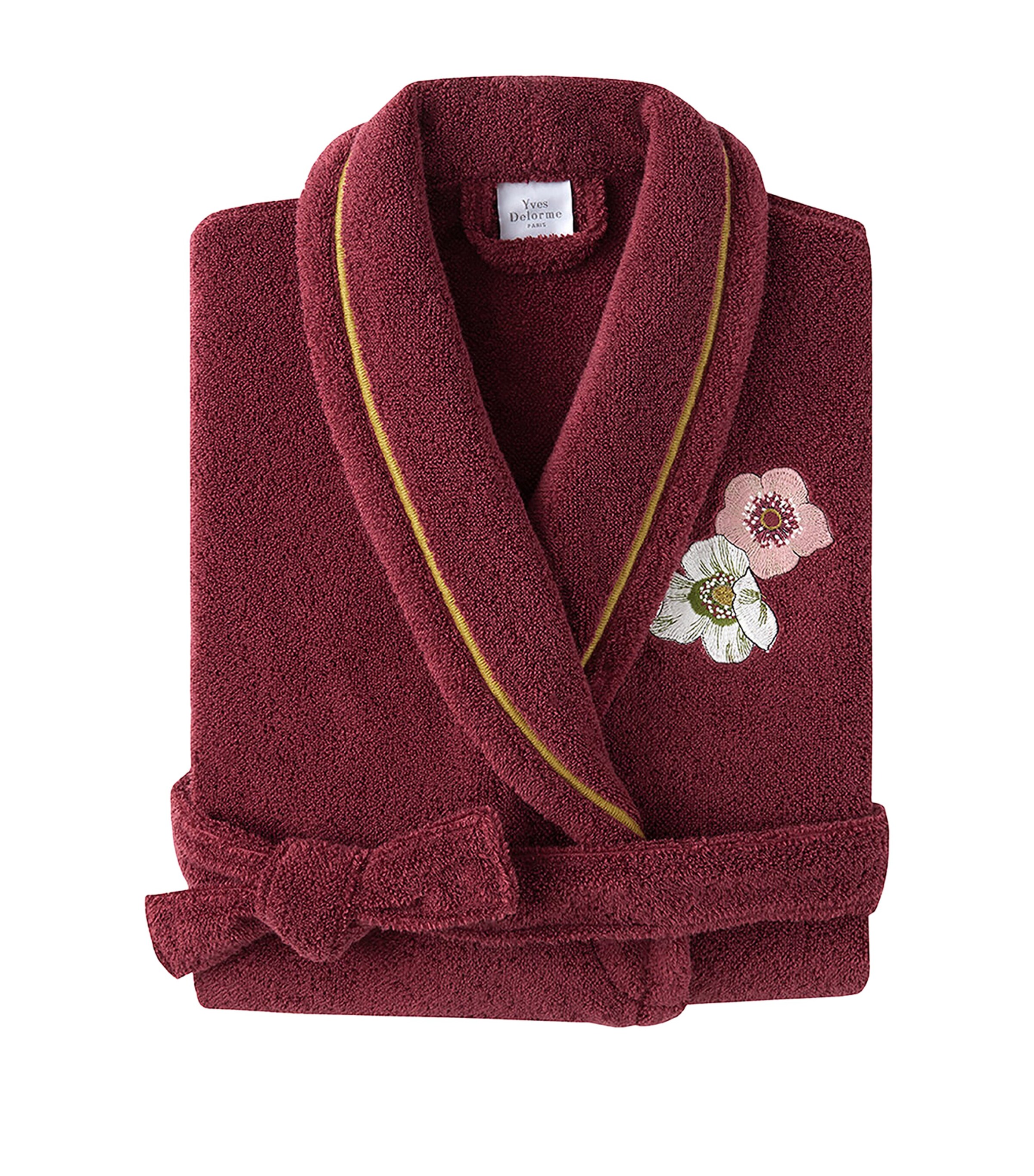 Yves Delorme Womens Corolles Bathrobe Burgandy Image 2