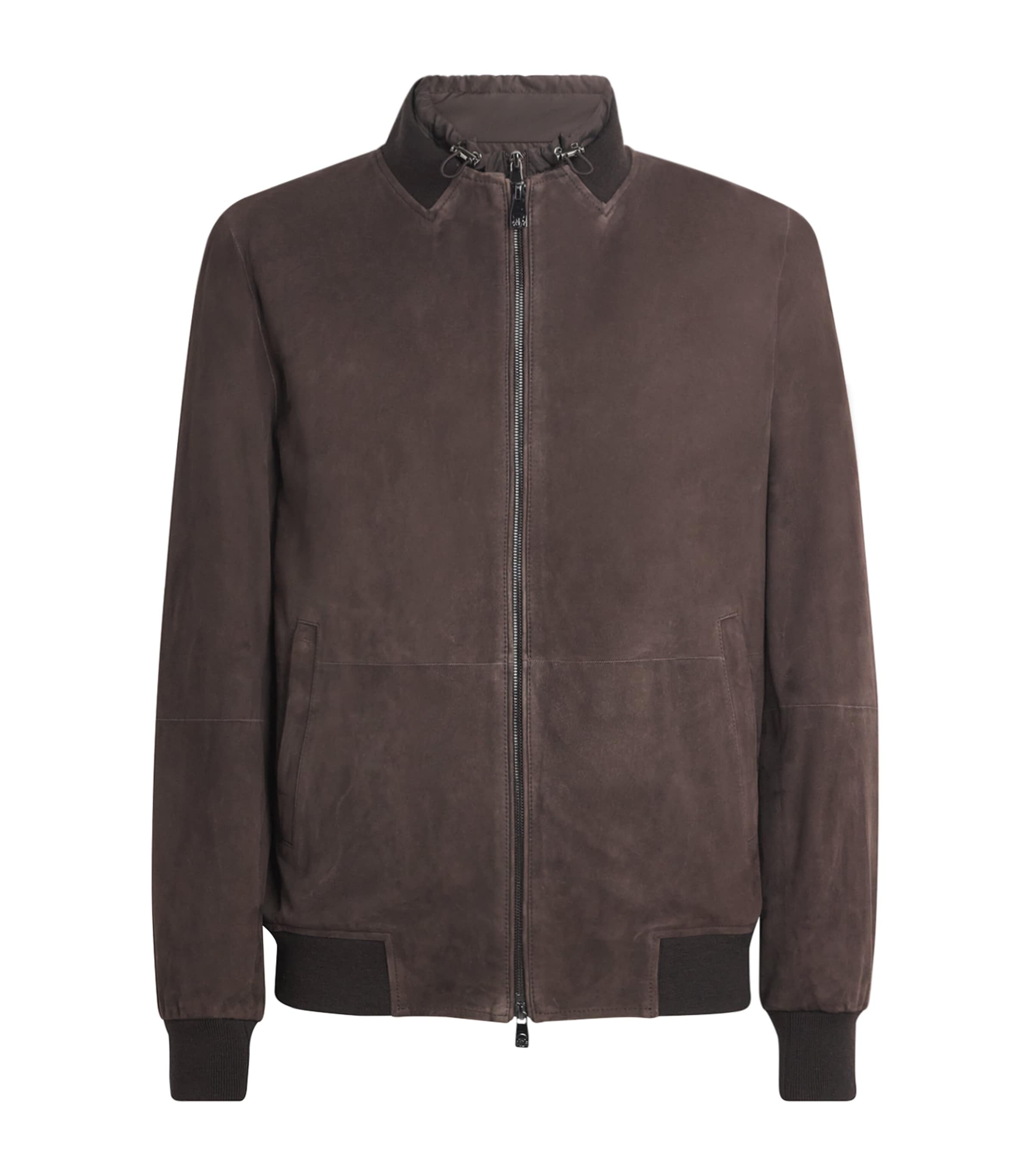 Corneliani Suede Bomber Jacket In Black