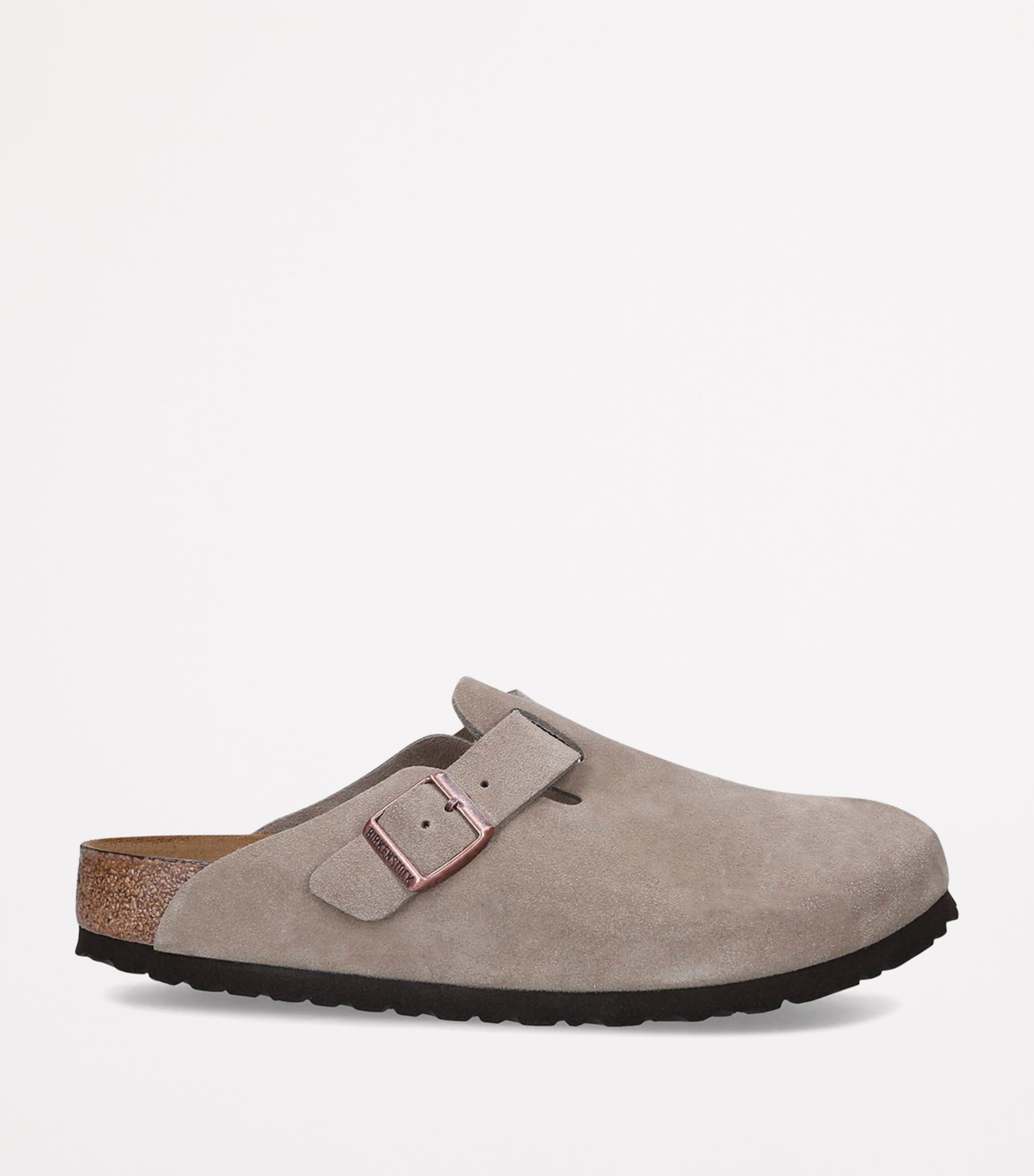 Birkenstock Suede Boston Clogs Taupe Image 4