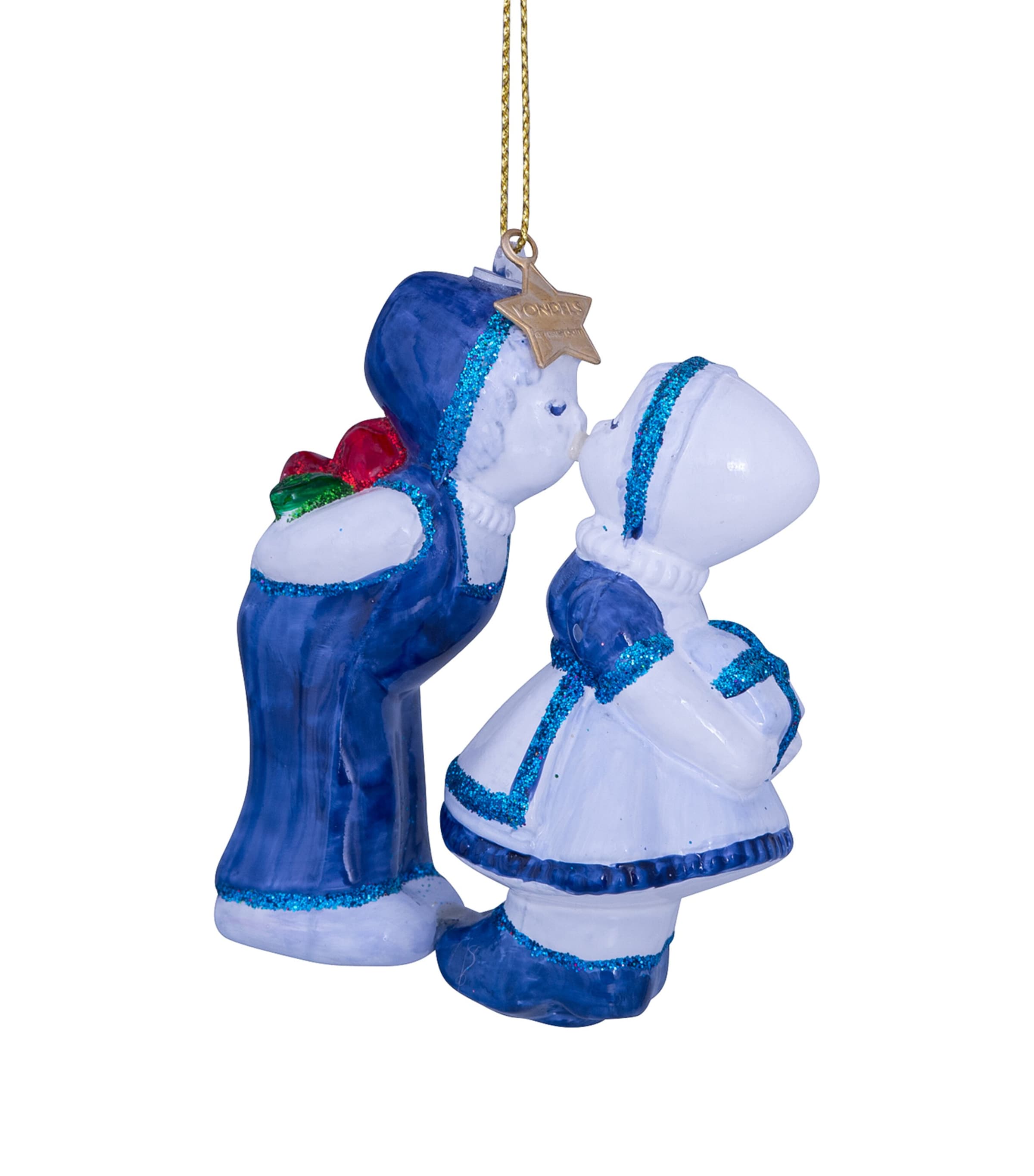 Harrods Glass Boy And Girl Tree Decoration In Blue